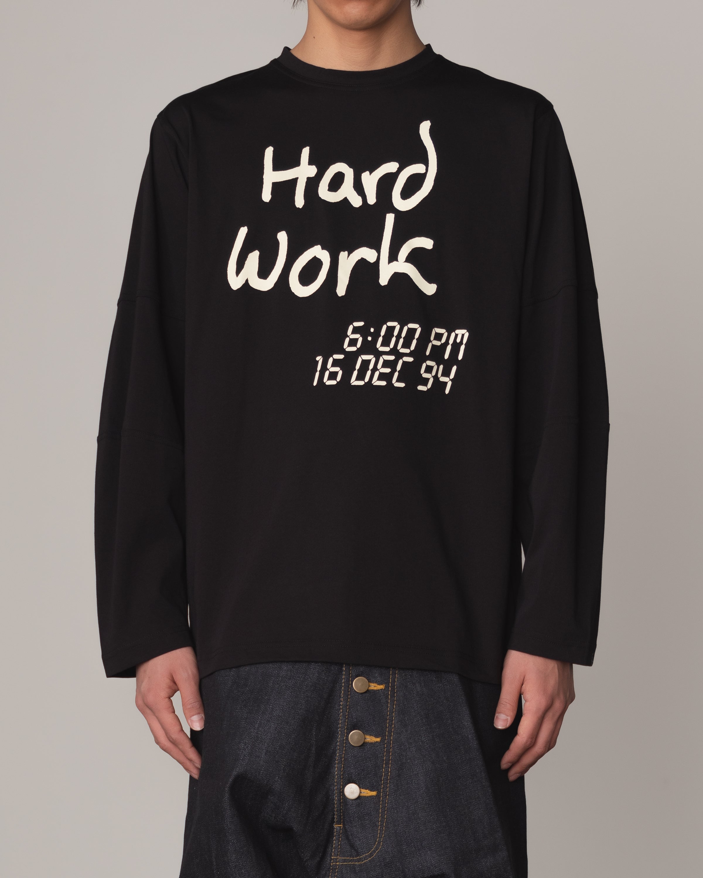 Tshirt 108- Cotton100% Jersey Print- Hard Work- Black
