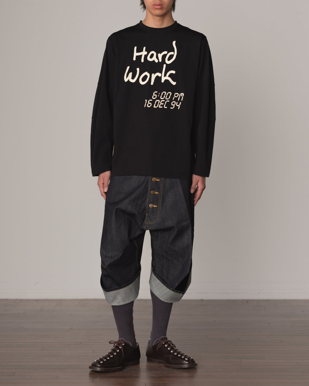 Tshirt 108- Cotton100% Jersey Print- Hard Work- Black