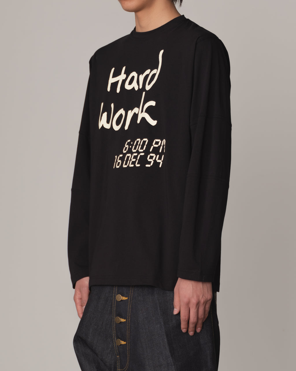 Tshirt 108- Cotton100% Jersey Print- Hard Work- Black