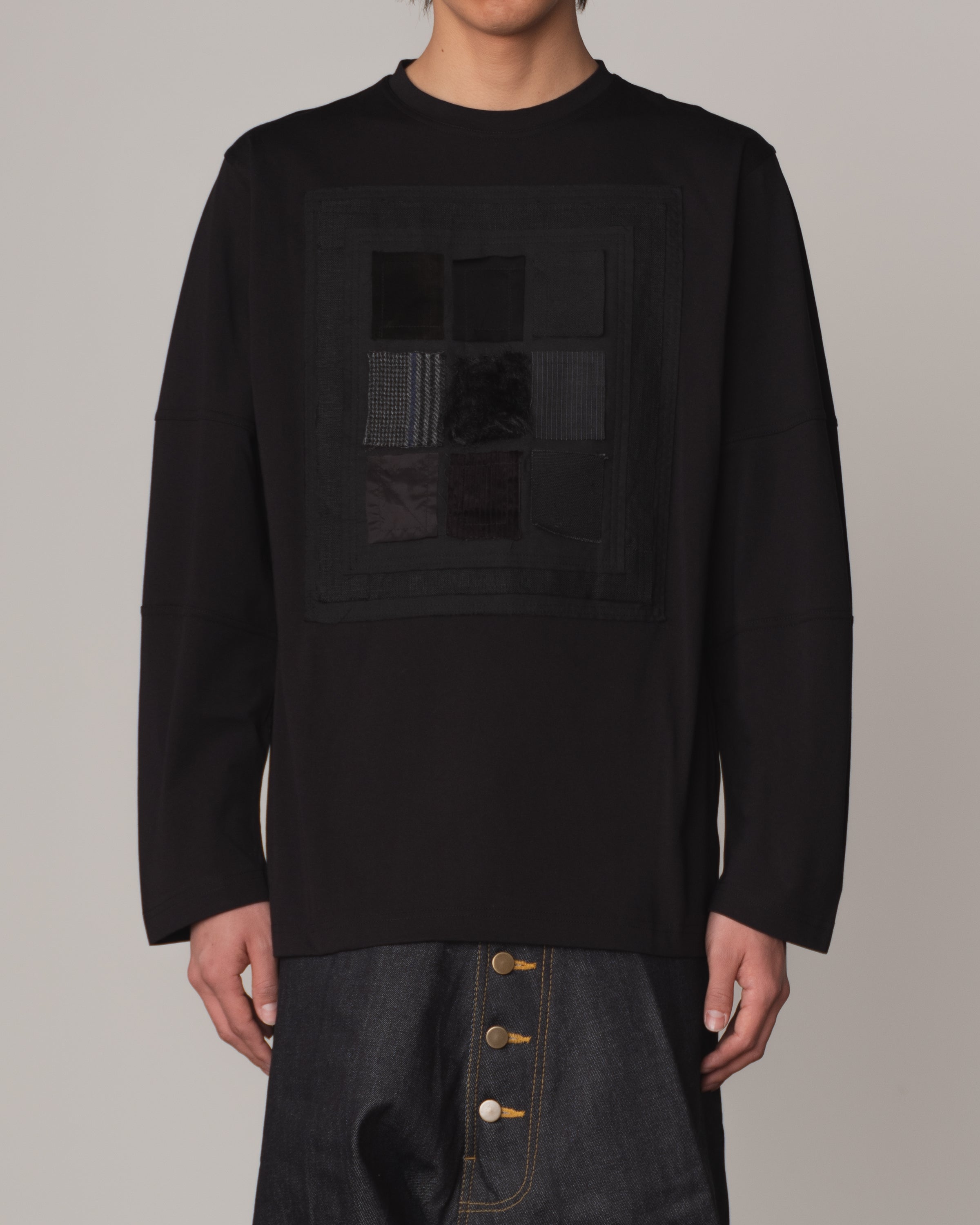 Tshirt 108- Cotton100% Jersey- Swatch Patchwork- Black