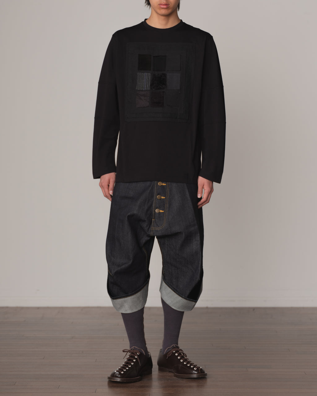 Tshirt 108- Cotton100% Jersey- Swatch Patchwork- Black