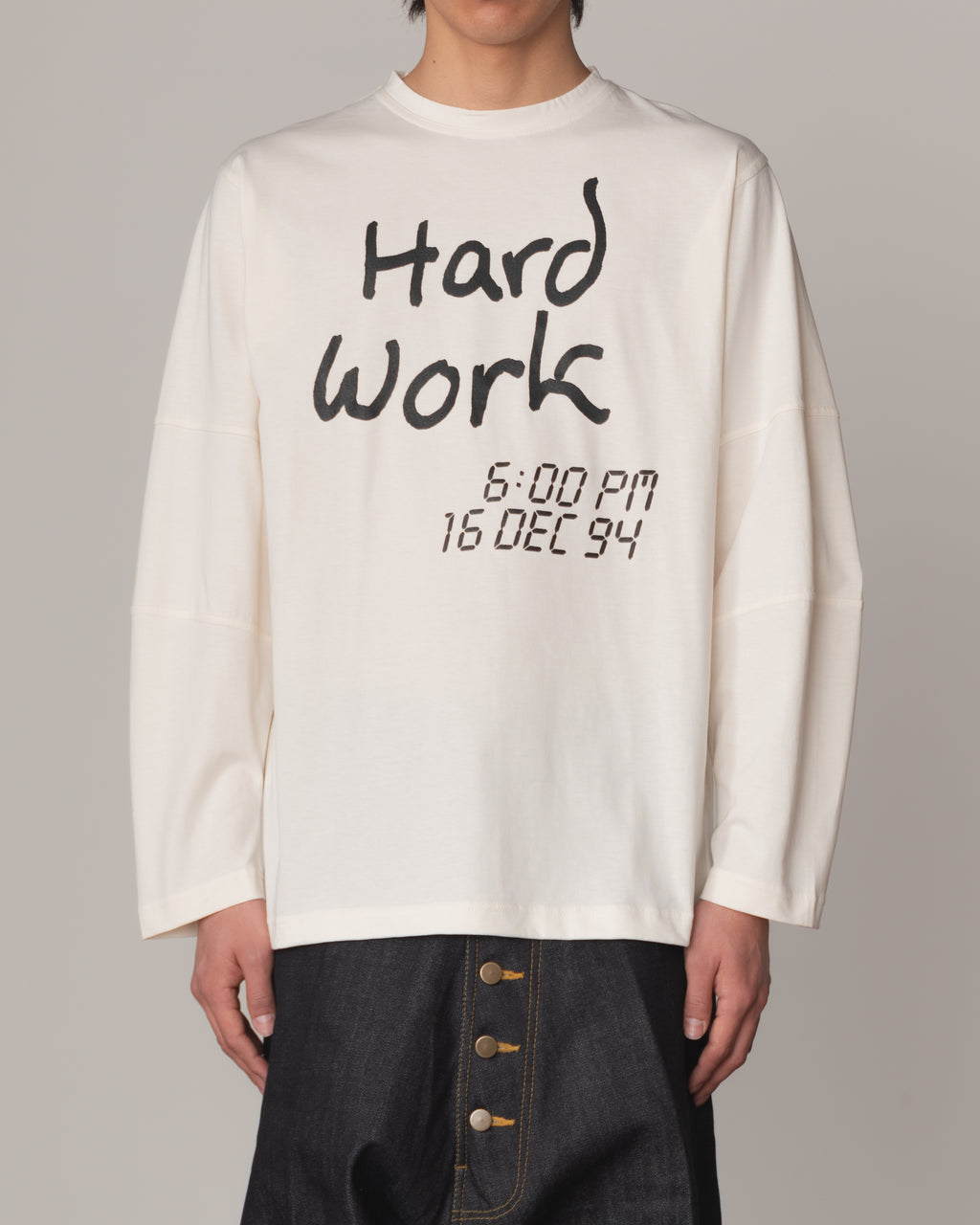 Tshirt 108- Cotton100% Jersey Print- Hard Work- Off White