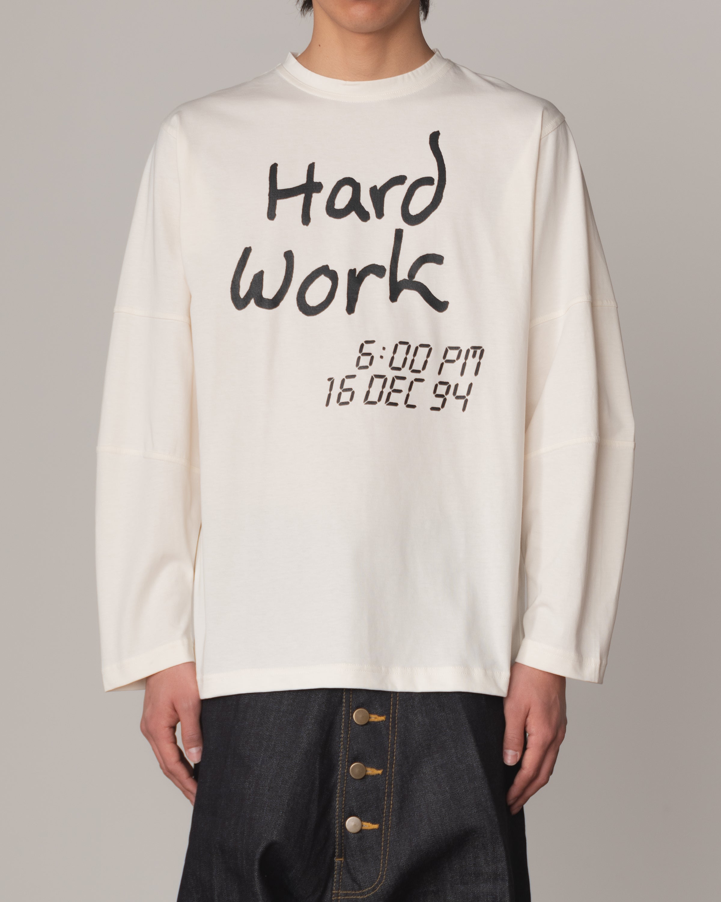 Tshirt 108- Cotton100% Jersey Print- Hard Work- Off White