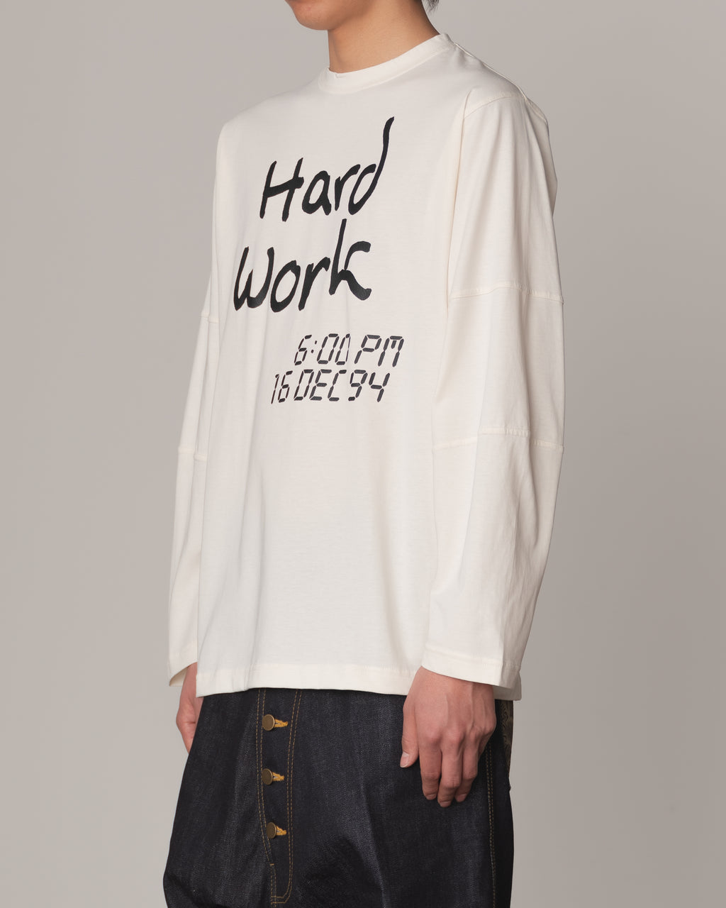 Tshirt 108- Cotton100% Jersey Print- Hard Work- Off White
