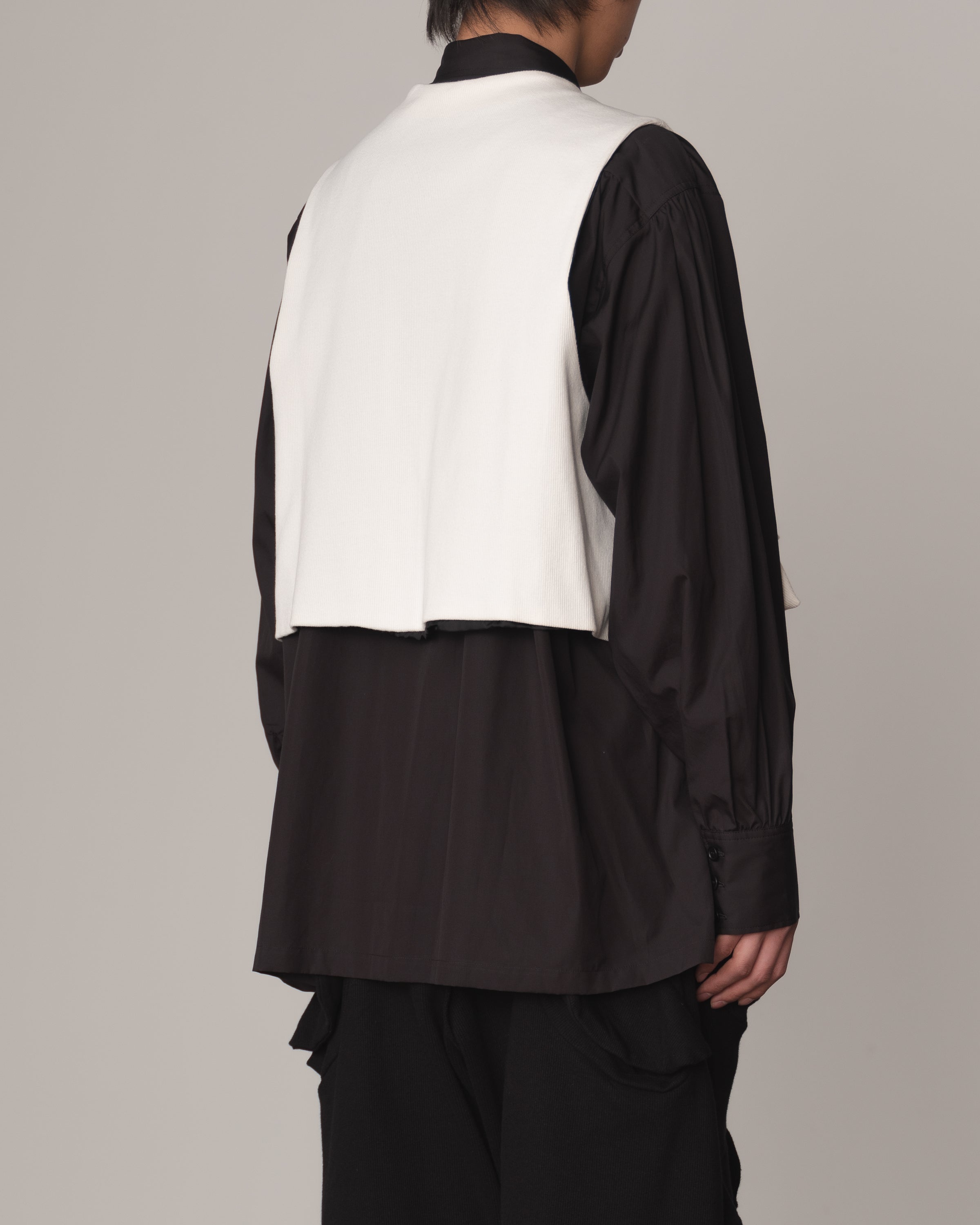 Waistcoat Pocket Flap- Cotton100% Rib- Ivory