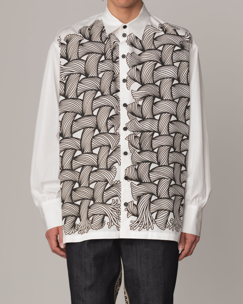 Shirt 893- Cotton100% Broad 100- 89 Pattern Rope Print- Off White