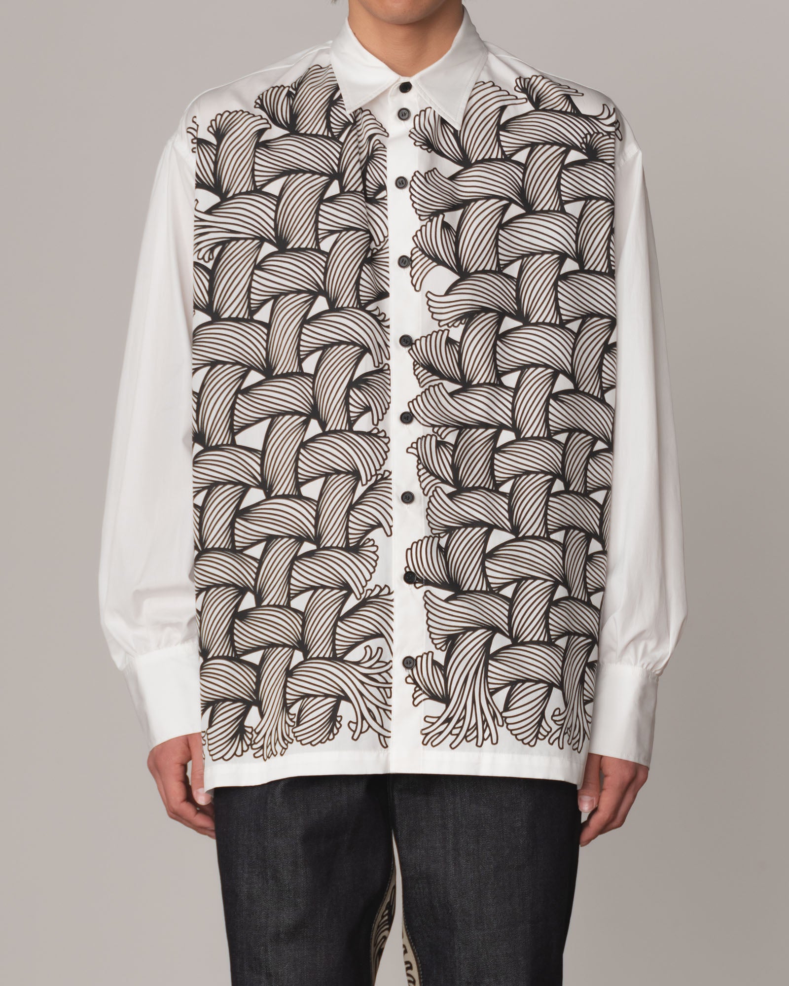 Shirt 893- Cotton100% Broad 100- 89 Pattern Rope Print- Off White