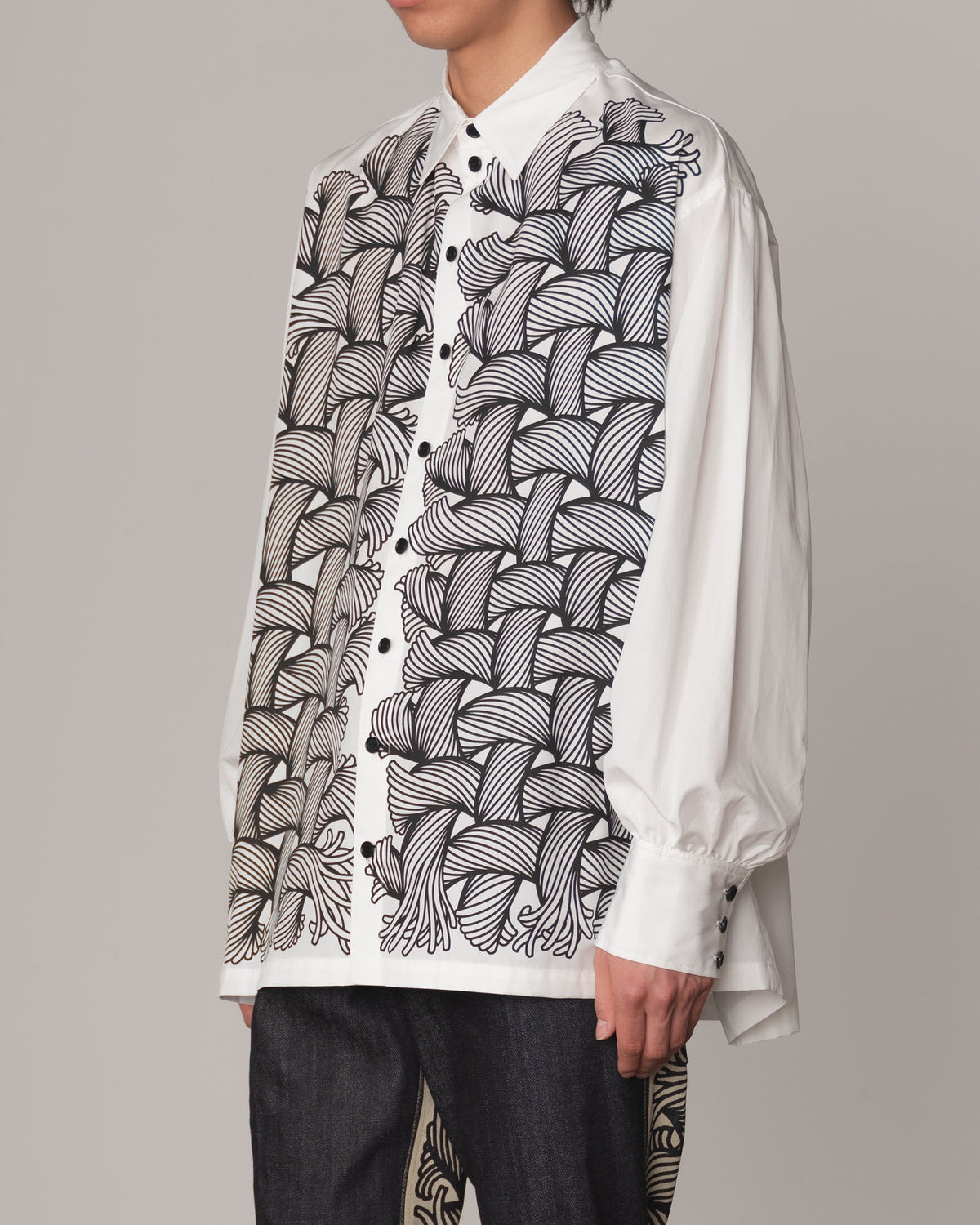Shirt 893- Cotton100% Broad 100- 89 Pattern Rope Print- Off White