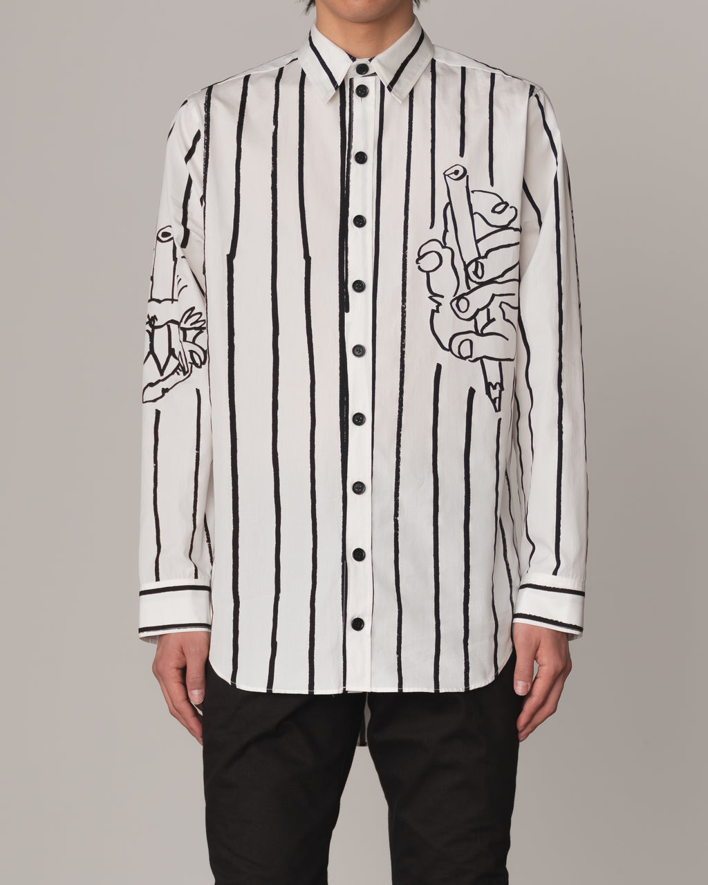 Shirt 783C- Cotton100% Broad Print- Pen Stripe- Off White
