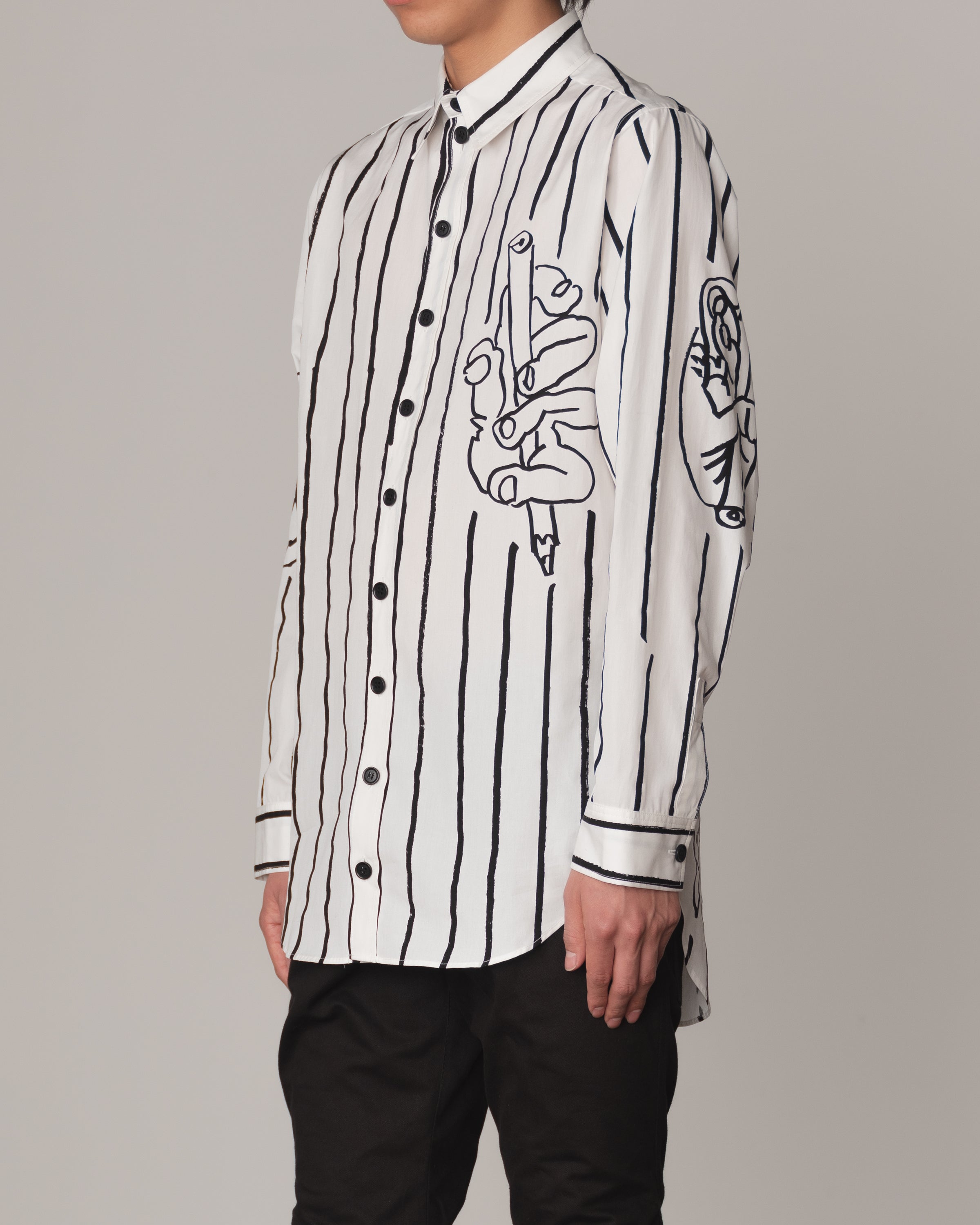 Shirt 783C- Cotton100% Broad Print- Pen Stripe- Off White