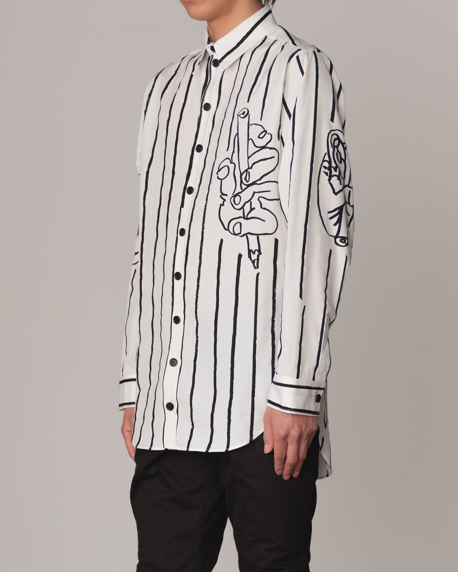 Shirt 783C- Cotton100% Broad Print- Pen Stripe- Off White