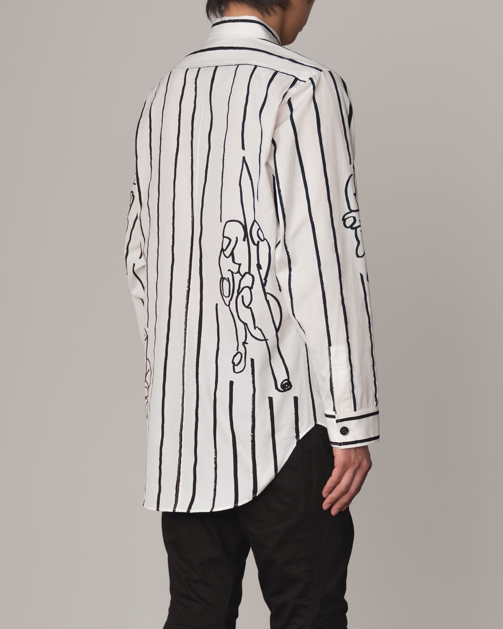 Shirt 783C- Cotton100% Broad Print- Pen Stripe- Off White