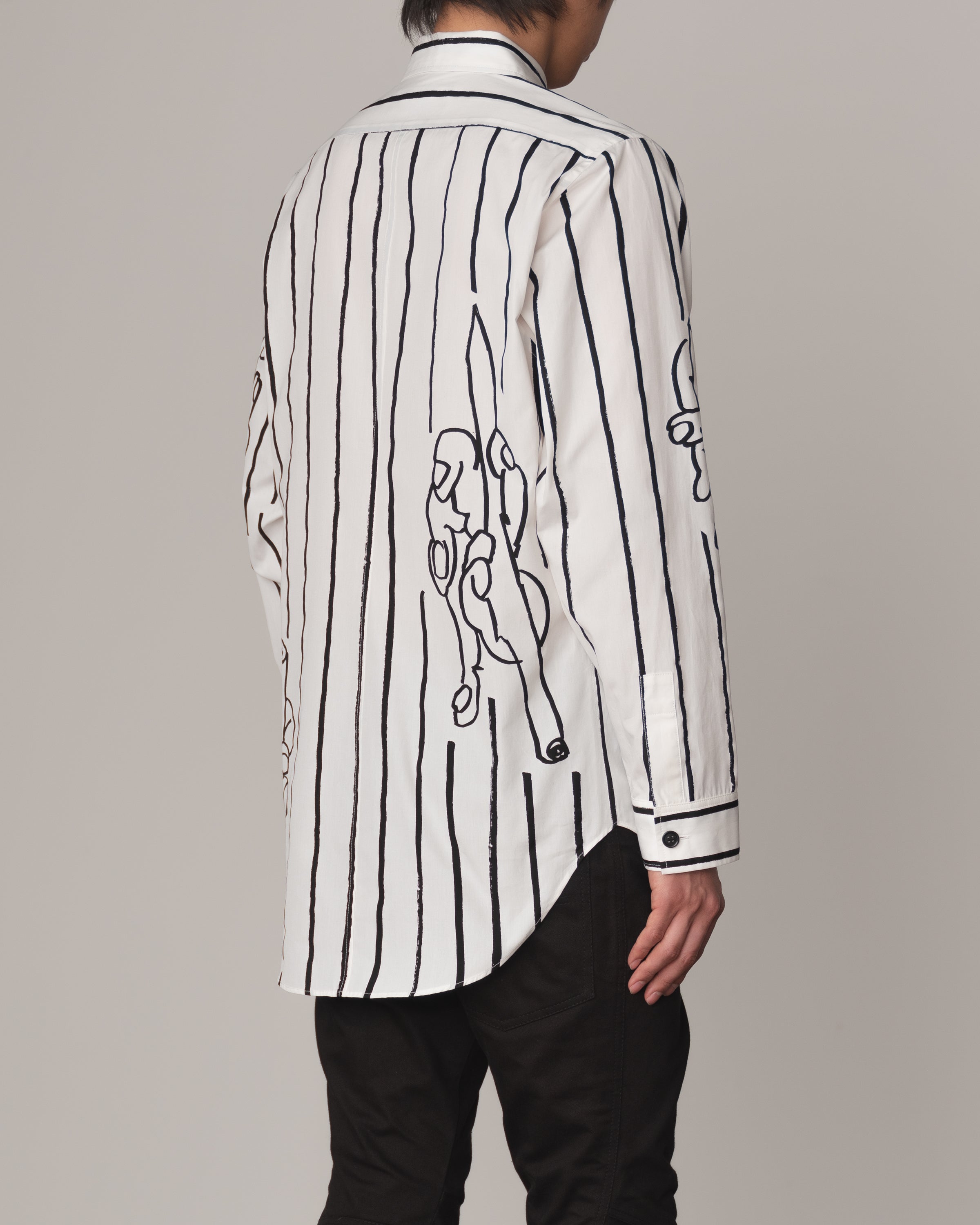 Shirt 783C- Cotton100% Broad Print- Pen Stripe- Off White