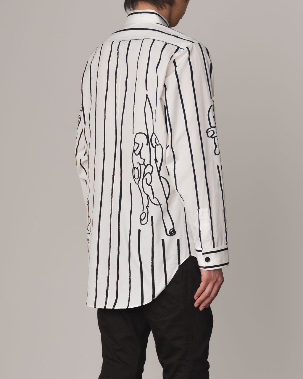 Shirt 783C- Cotton100% Broad Print- Pen Stripe- Off White