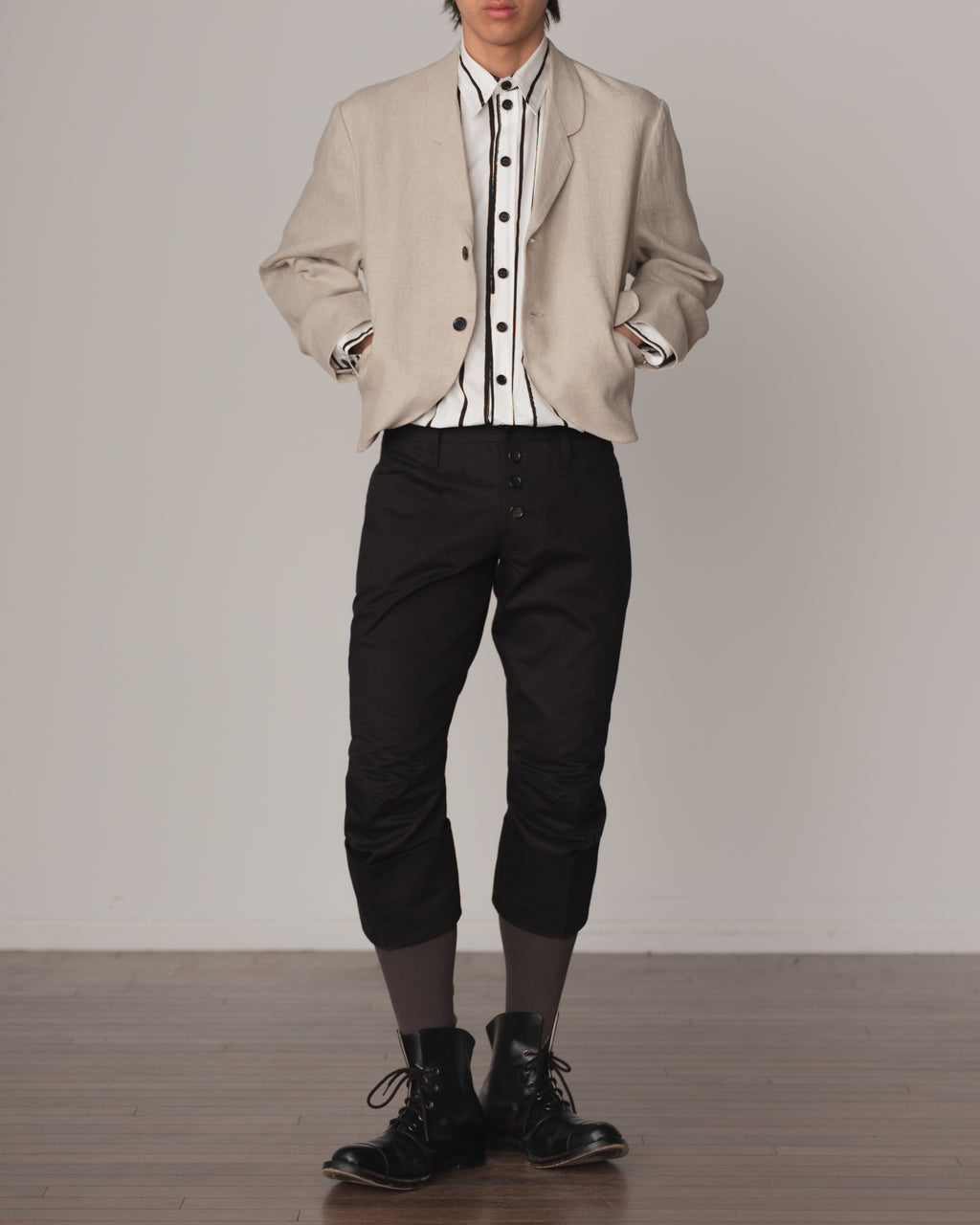 Shirt 783C- Cotton100% Broad Print- Pen Stripe- Off White