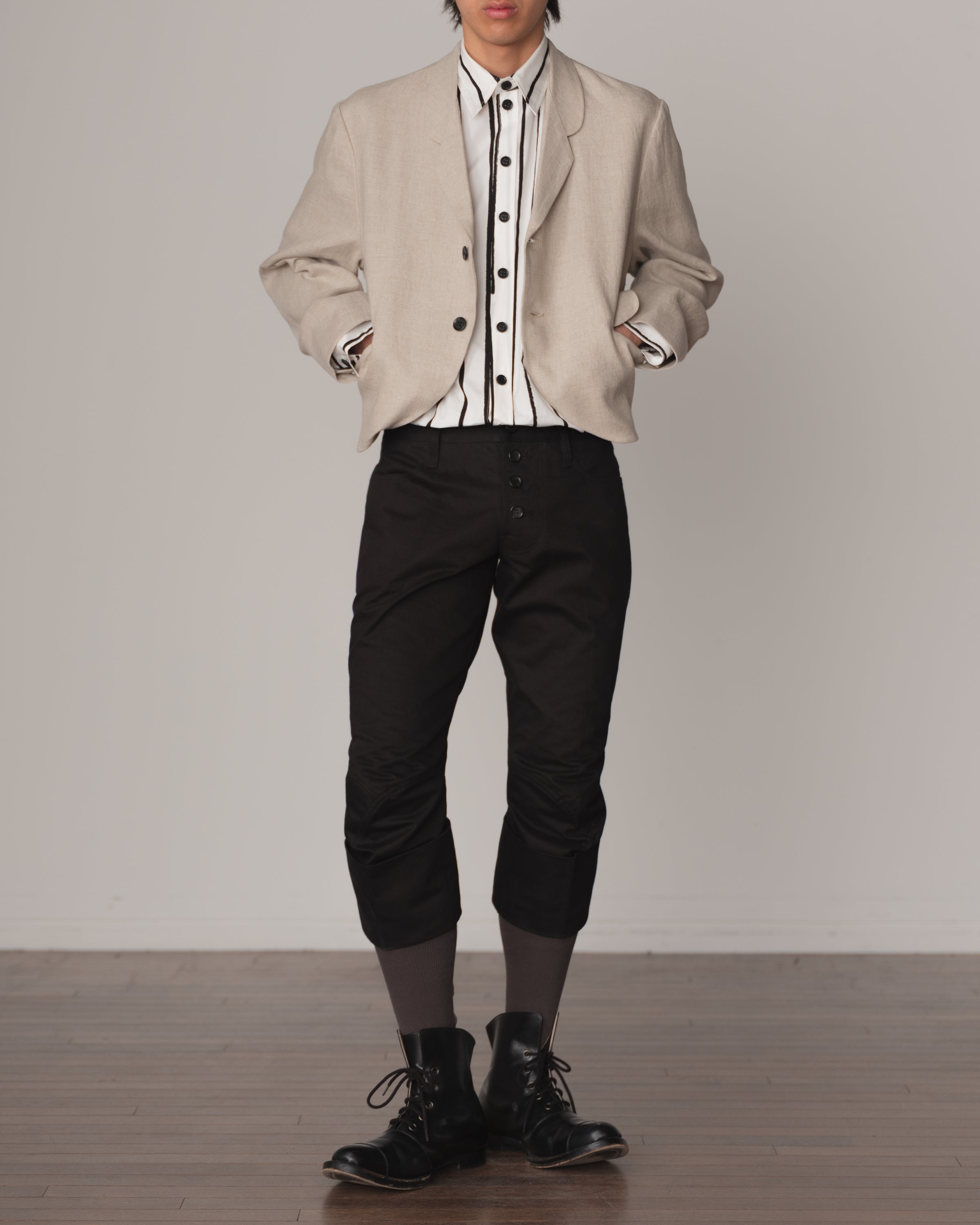 Shirt 783C- Cotton100% Broad Print- Pen Stripe- Off White