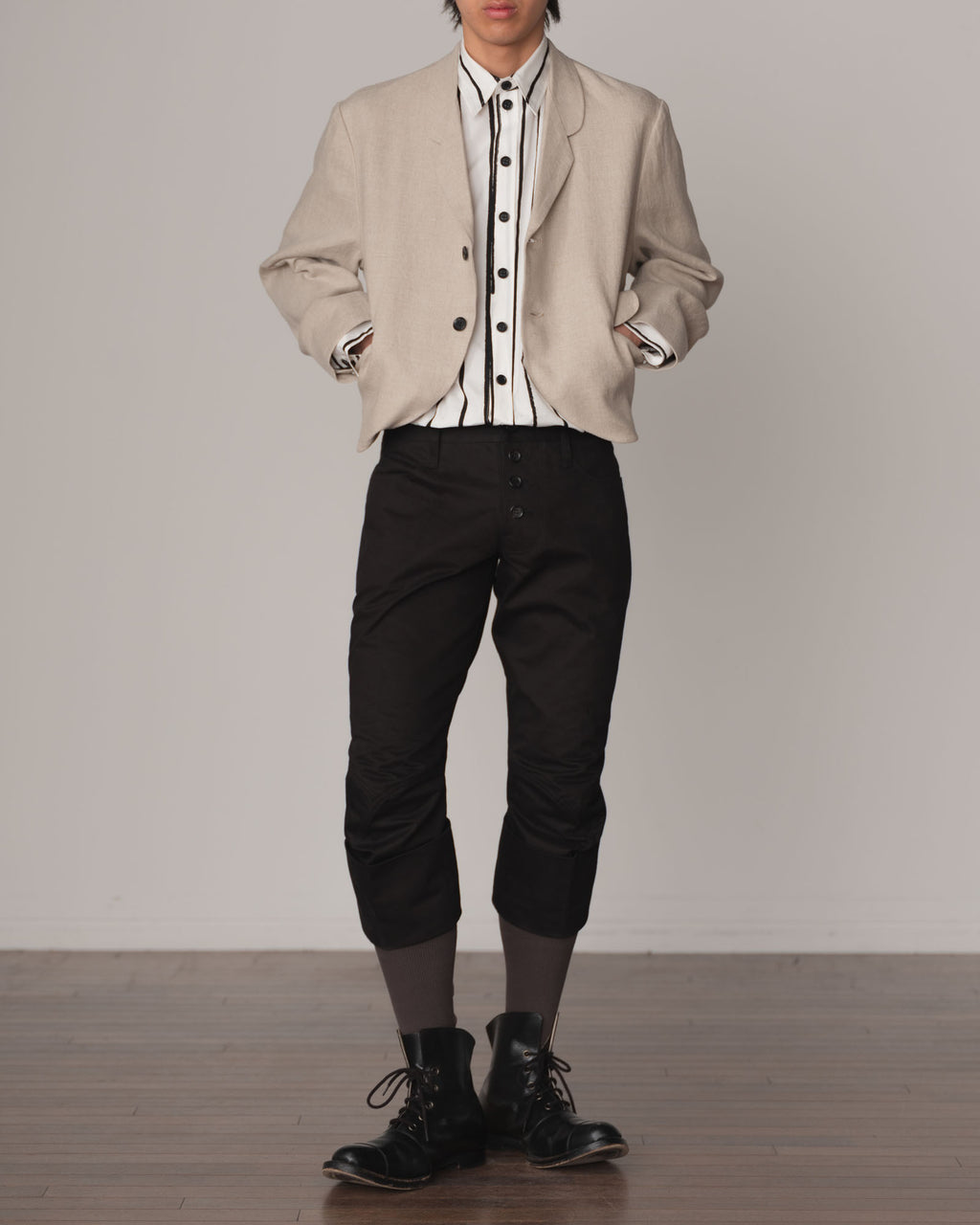 Shirt 783C- Cotton100% Broad Print- Pen Stripe- Off White