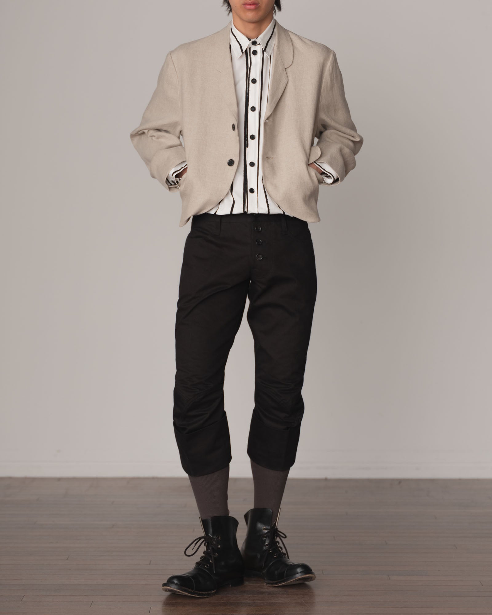 Shirt 783C- Cotton100% Broad Print- Pen Stripe- Off White