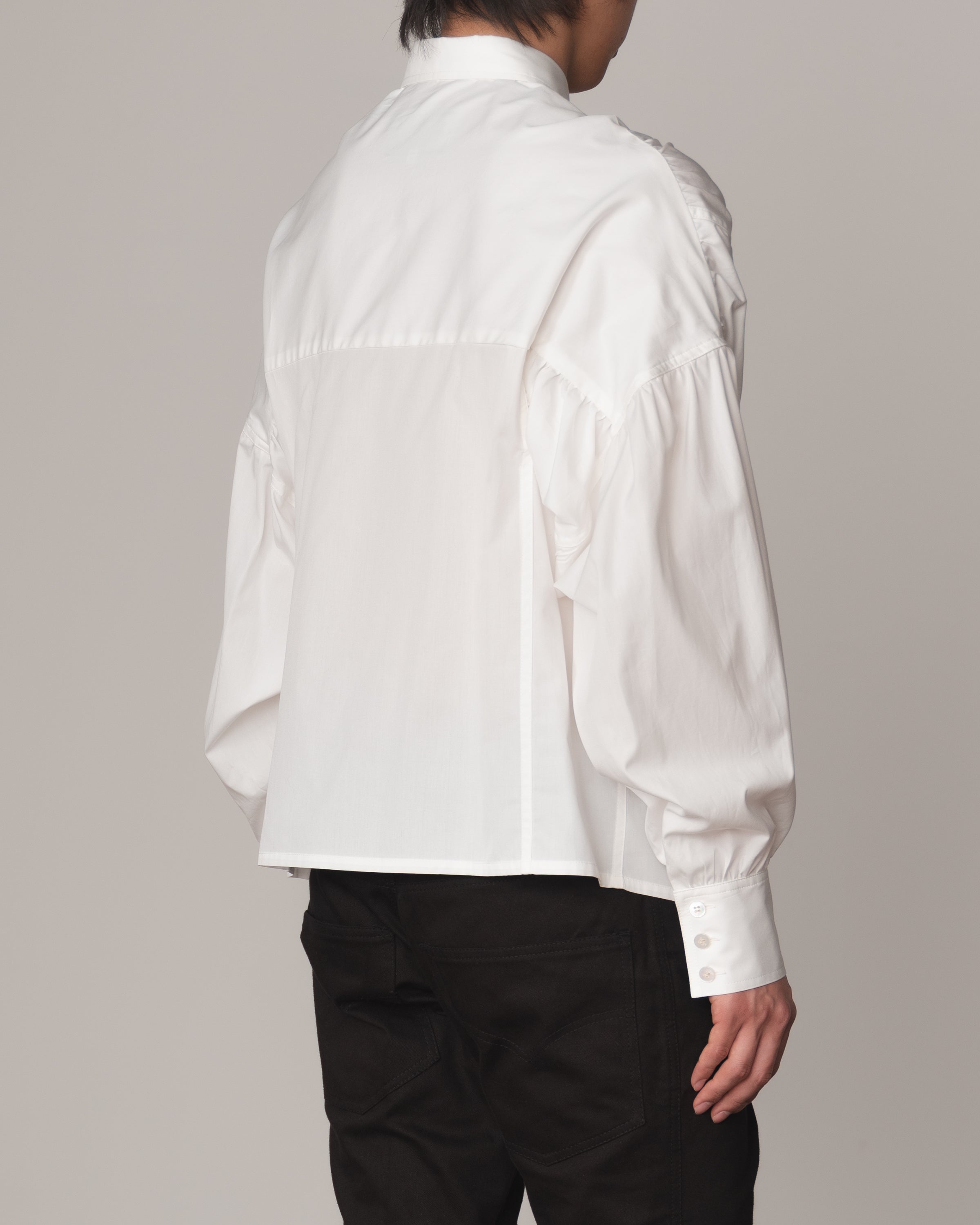 Shirt 87C Collar- Cotton100% Broad- 3 Layer Gather Stitch- Off White