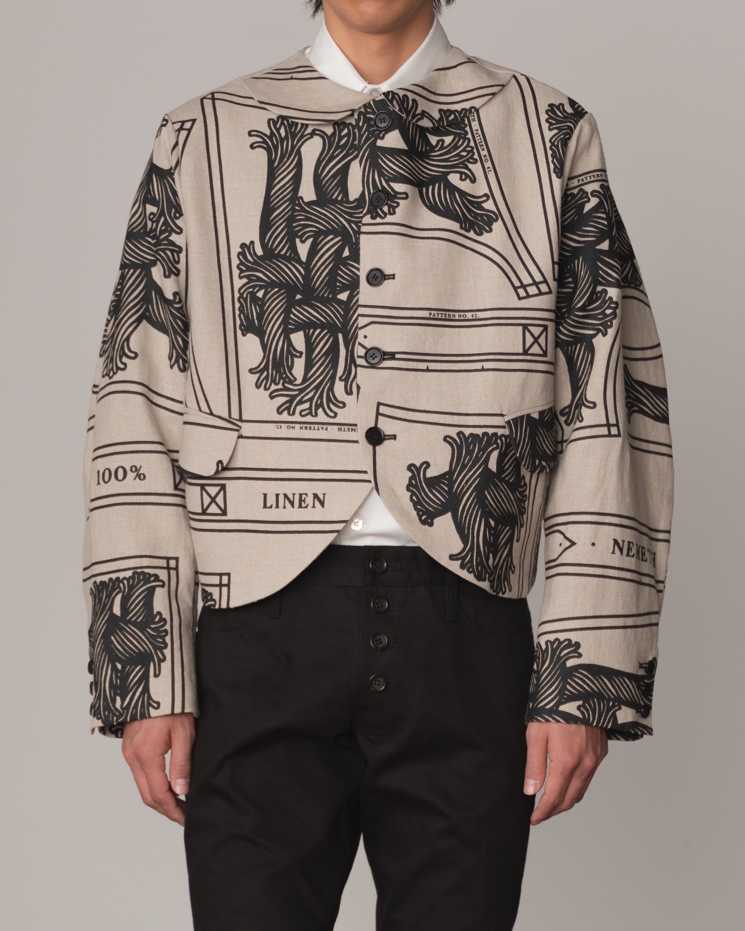 Jacket 302- Linen100% Print- 42S Pattern Rope- Natural
