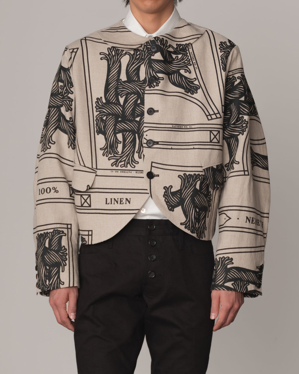 Jacket 302- Linen100% Print- 42S Pattern Rope- Natural