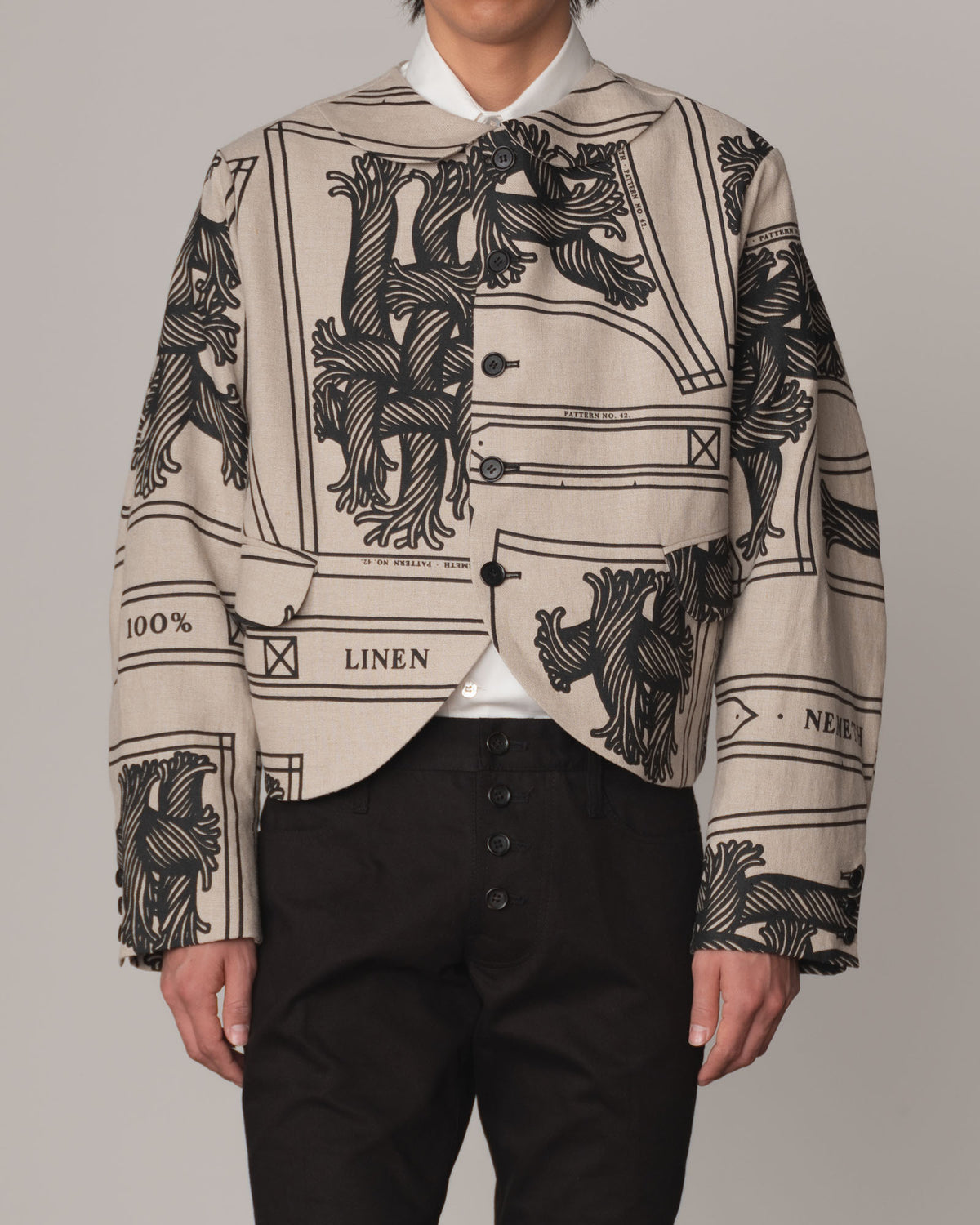 Jacket 302- Linen100% Print- 42S Pattern Rope- Natural