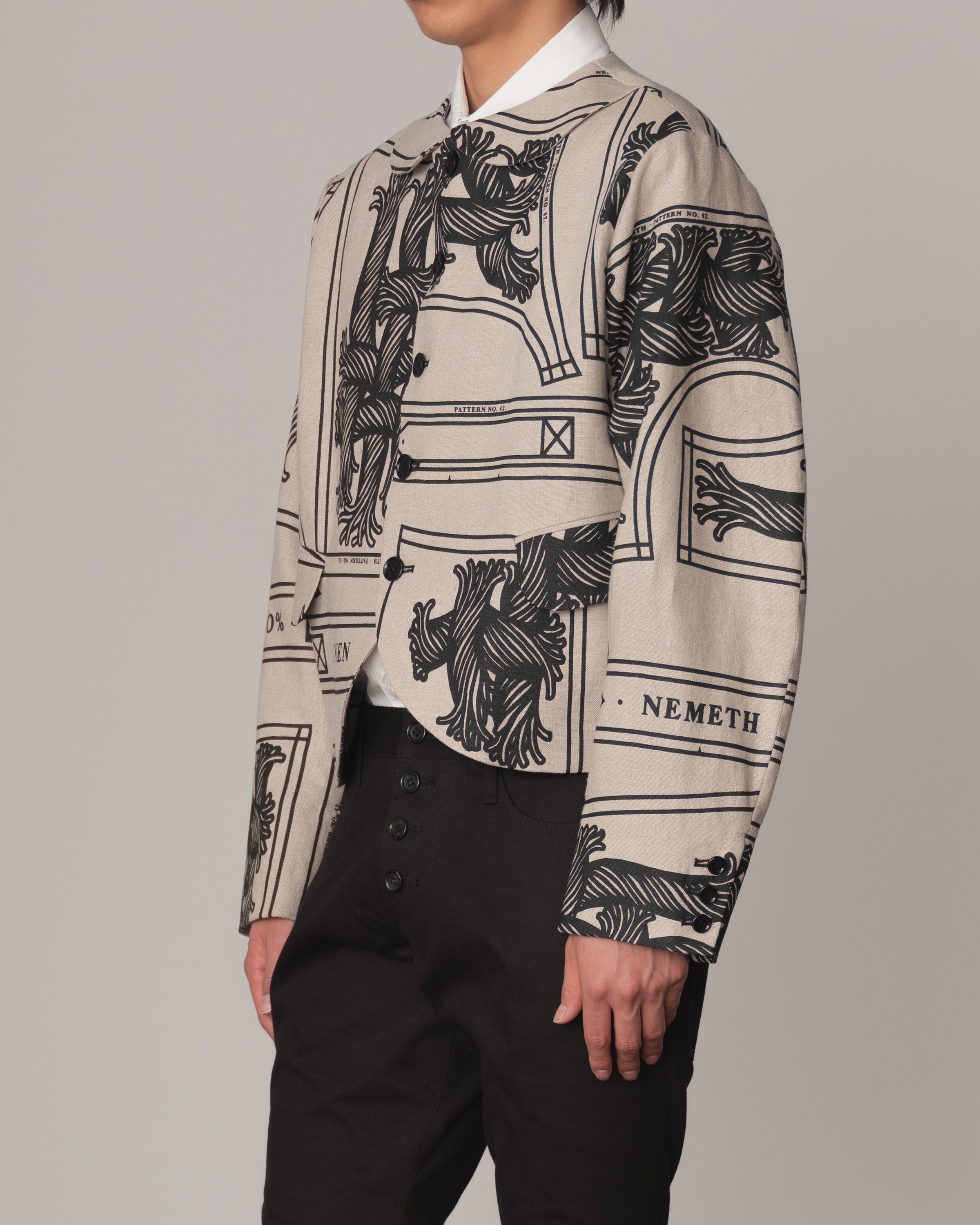 Jacket 302- Linen100% Print- 42S Pattern Rope- Natural