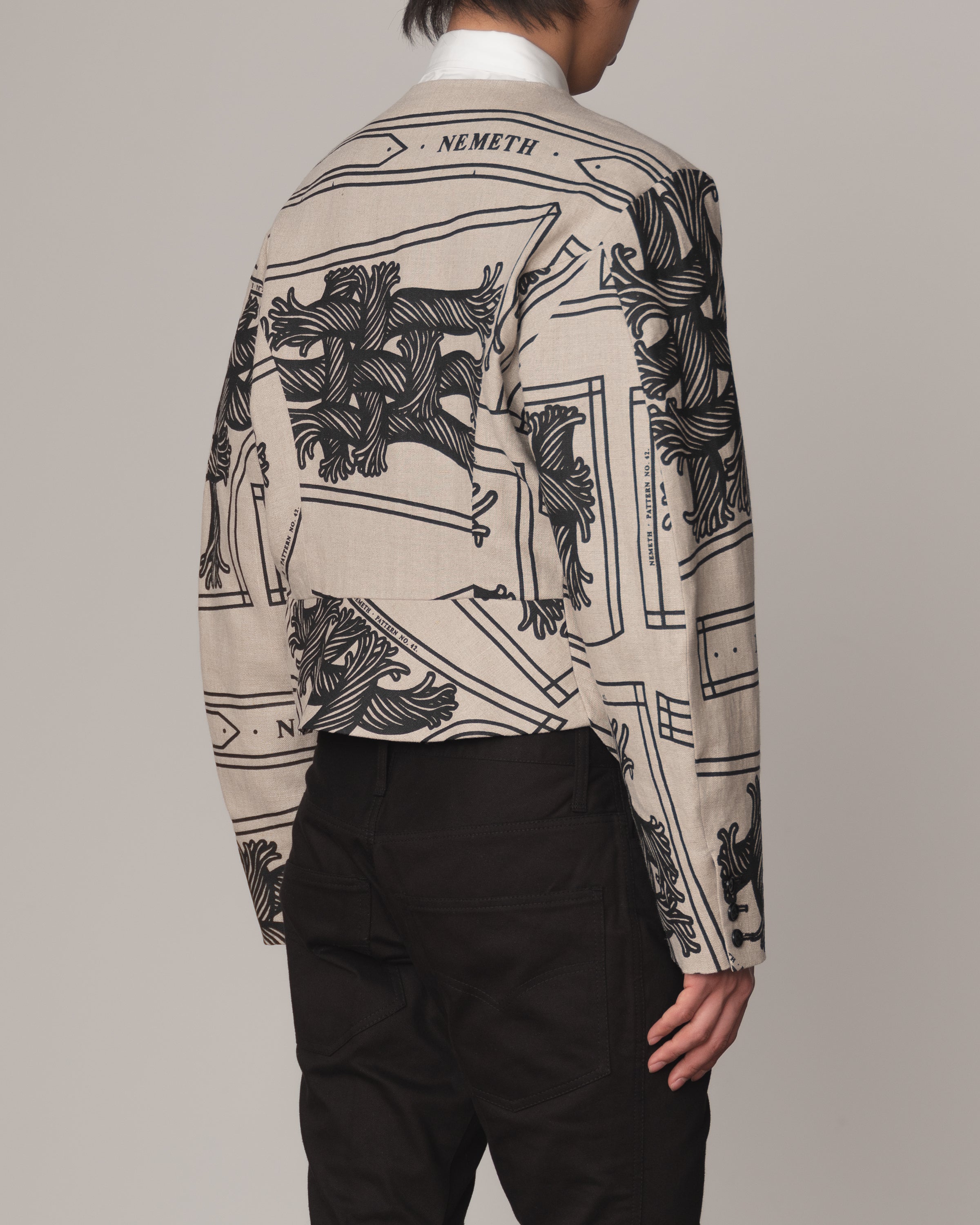 Jacket 302- Linen100% Print- 42S Pattern Rope- Natural