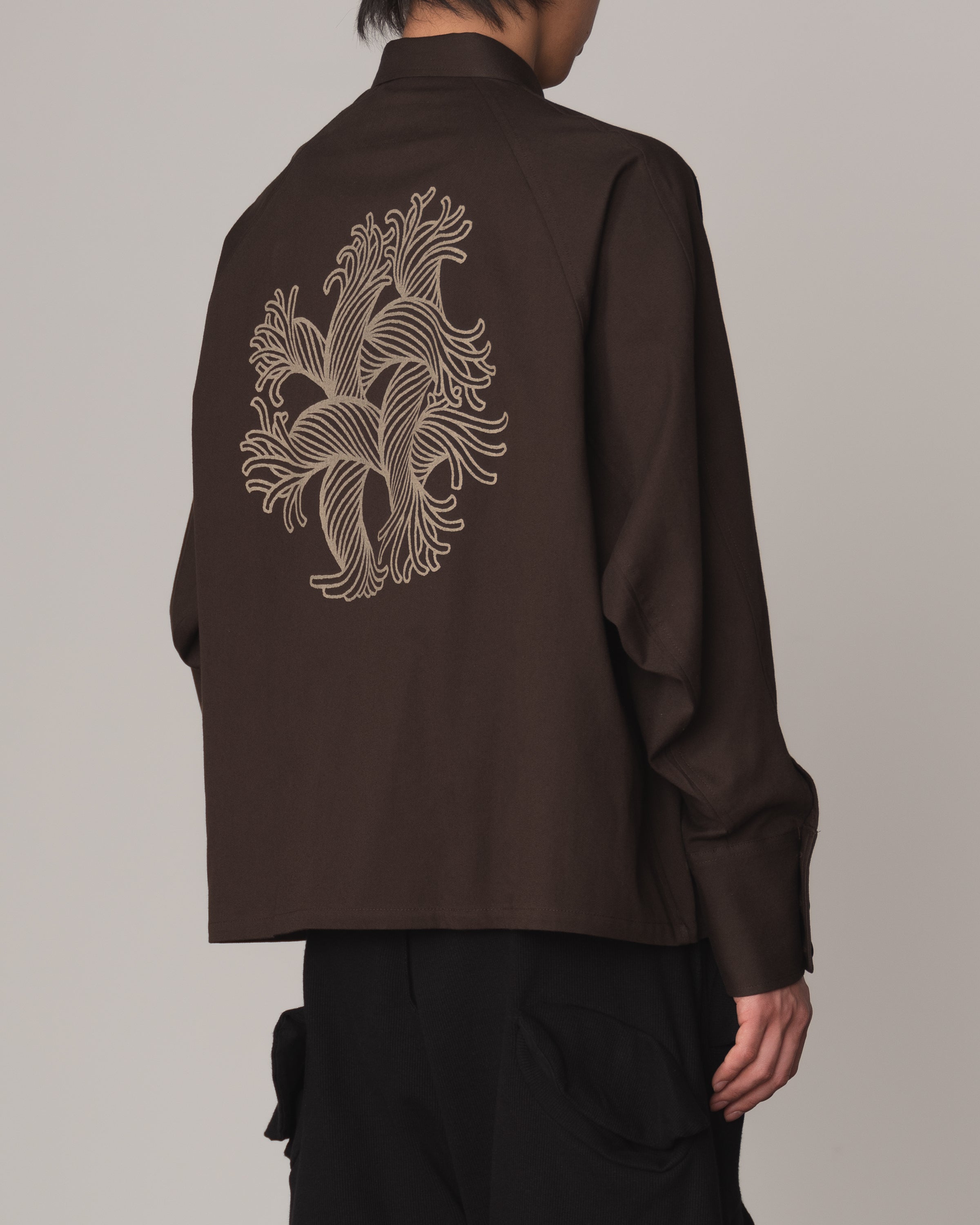 Shirt 988- Cotton100% Sdn- Embroidery Rope Print- Khaki