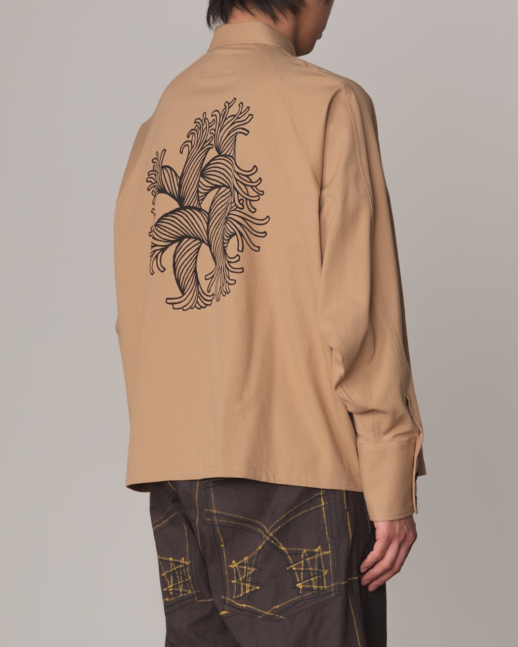 Shirt 988- Cotton100% Sdn- Embroidery Rope Print- Beige