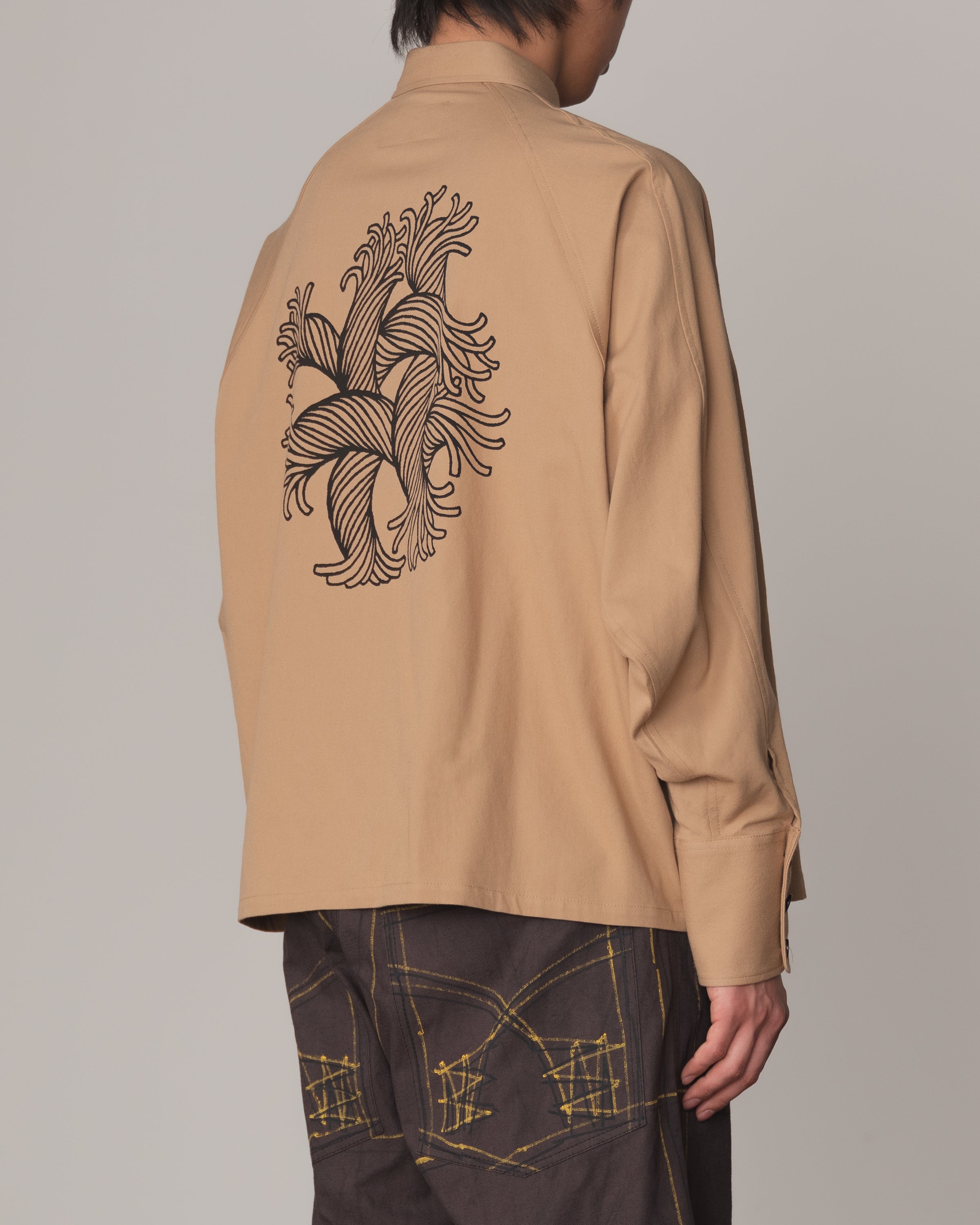 Shirt 988- Cotton100% Sdn- Embroidery Rope Print- Beige