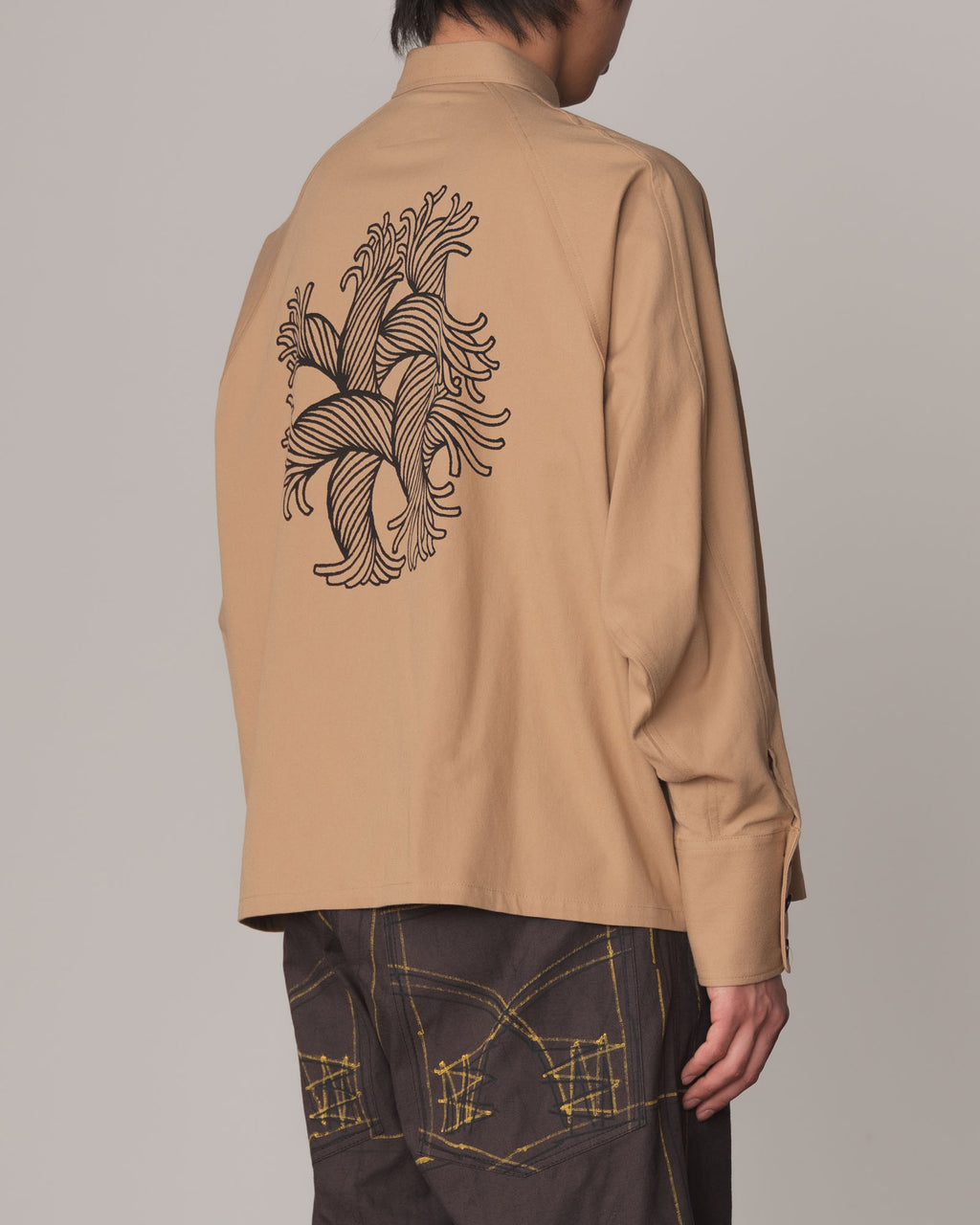 Shirt 988- Cotton100% Sdn- Embroidery Rope Print- Beige