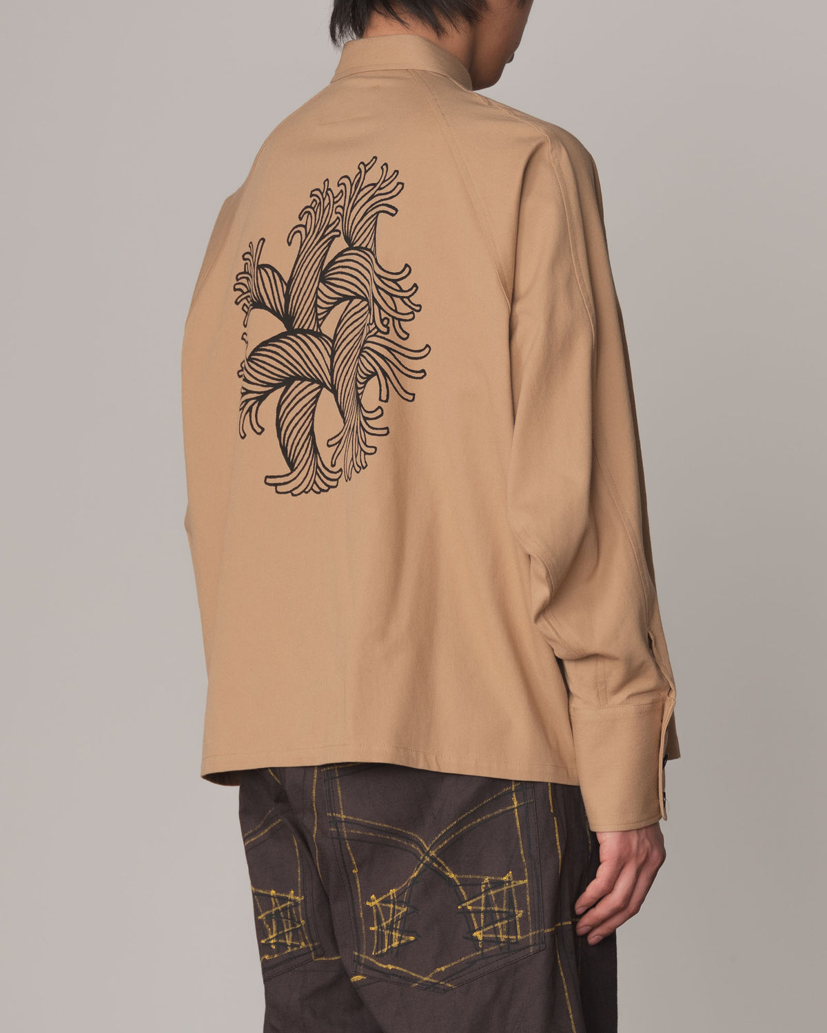 Shirt 988- Cotton100% Sdn- Embroidery Rope Print- Beige