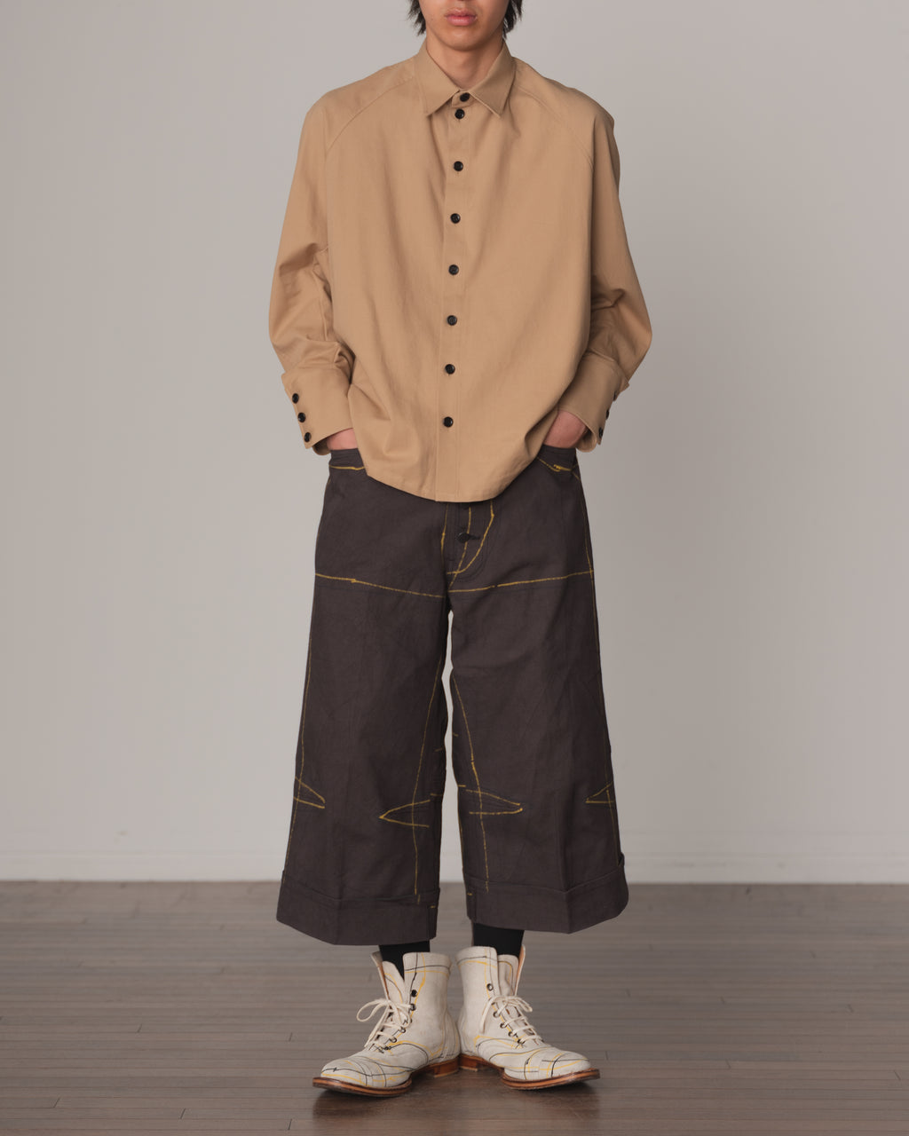 Shirt 988- Cotton100% Sdn- Embroidery Rope Print- Beige