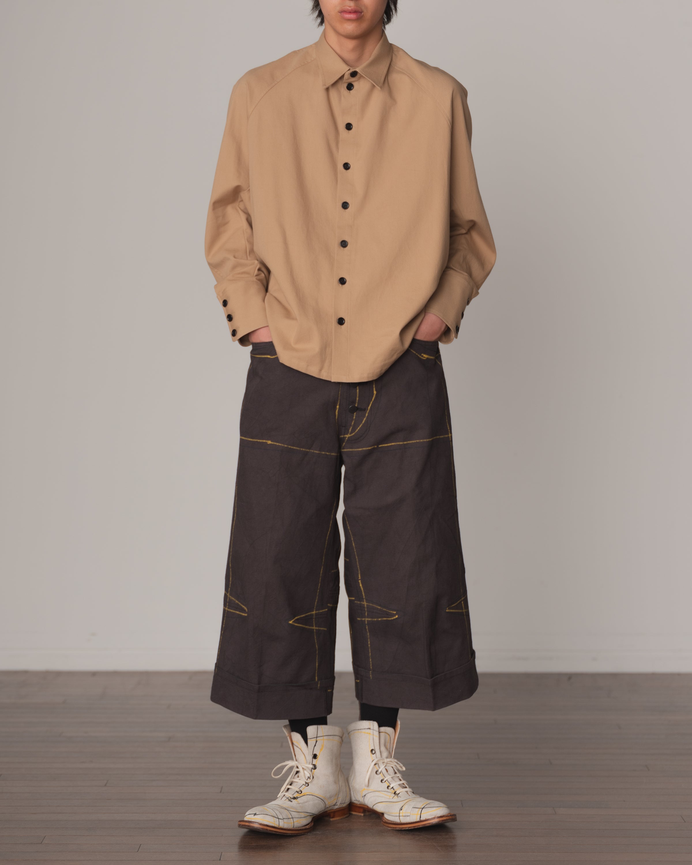 Shirt 988- Cotton100% Sdn- Embroidery Rope Print- Beige