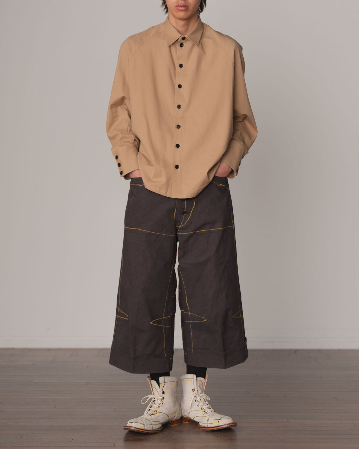 Shirt 988- Cotton100% Sdn- Embroidery Rope Print- Beige