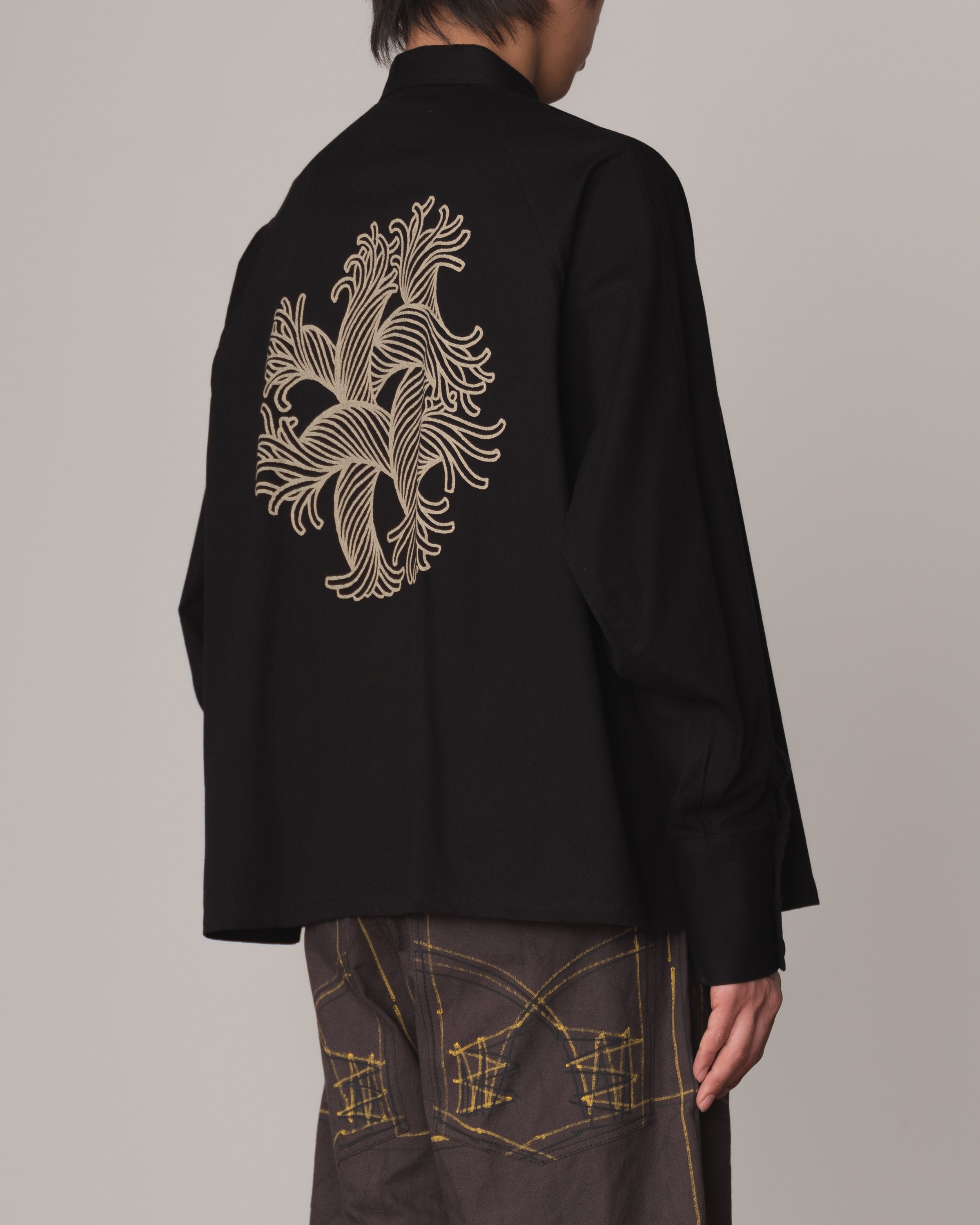 Shirt 988- Cotton100% Sdn- Embroidery Rope Print- Black