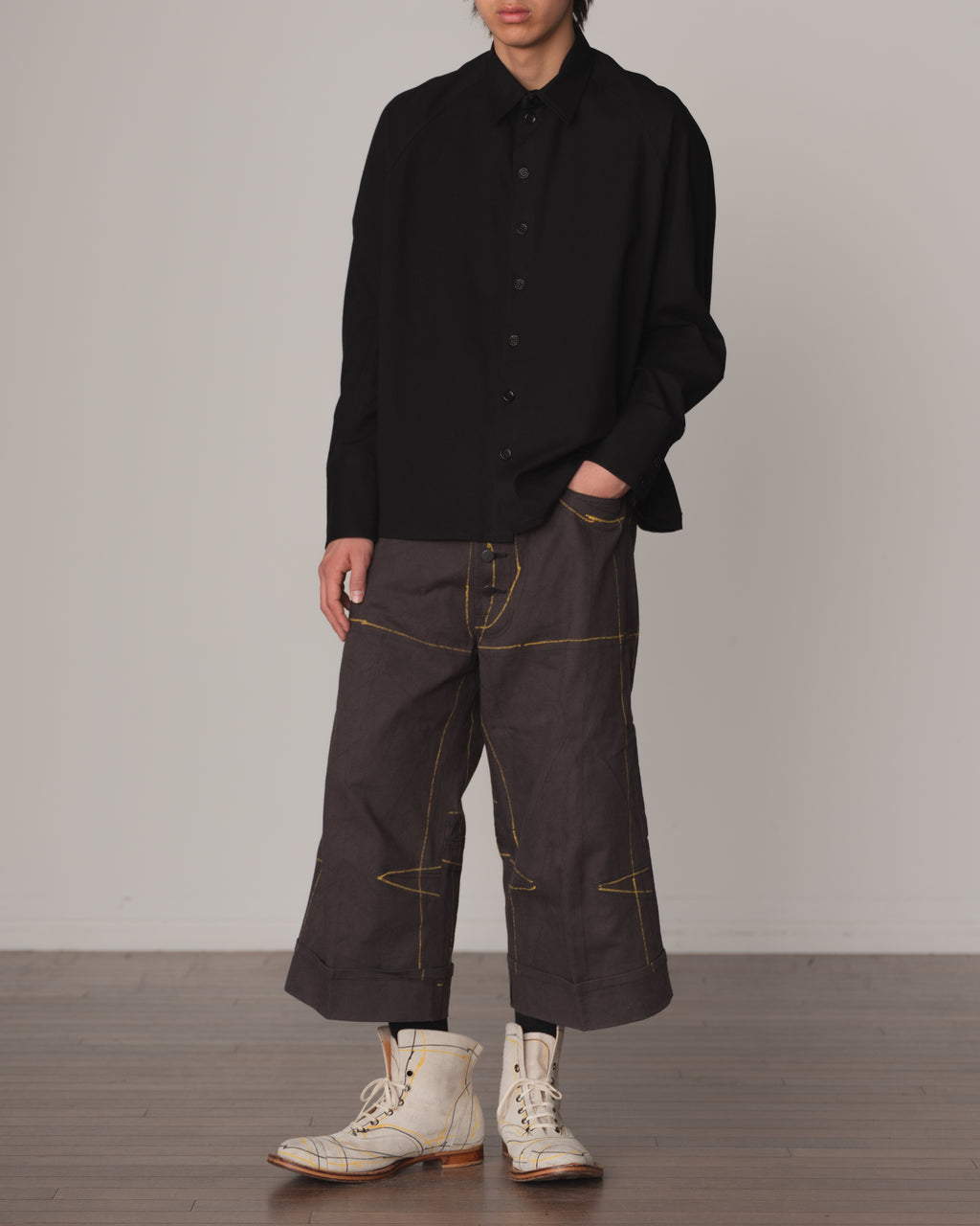 Shirt 988- Cotton100% Sdn- Embroidery Rope Print- Black