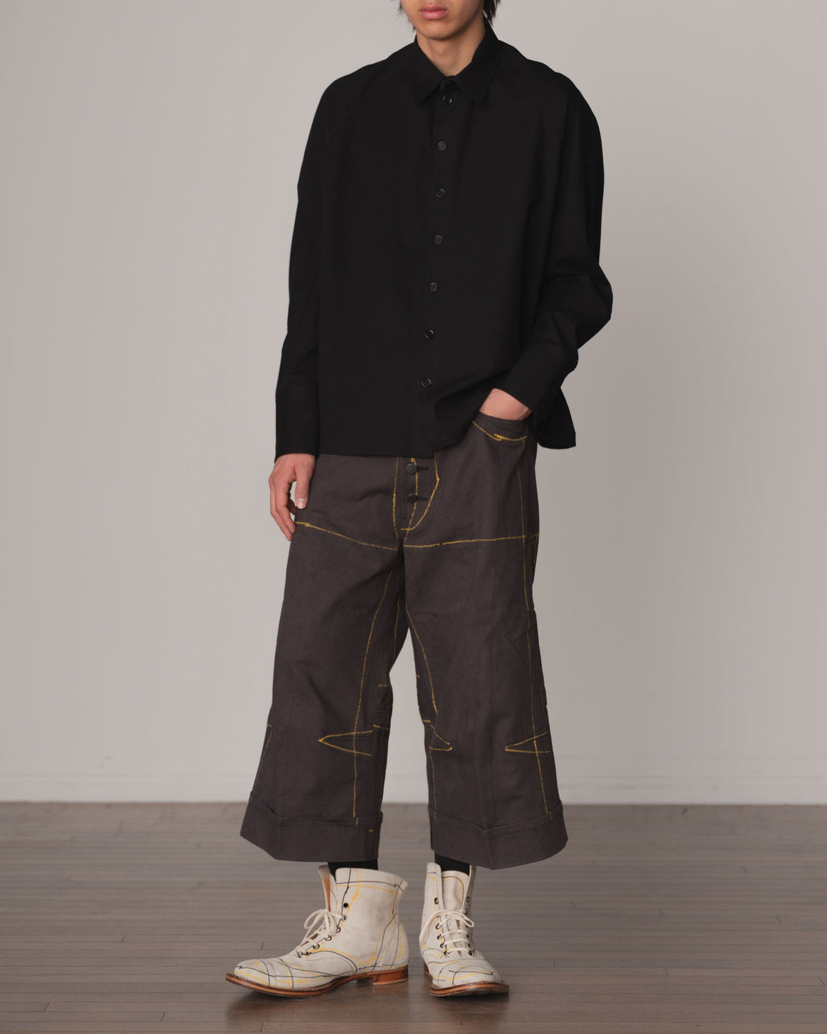 Shirt 988- Cotton100% Sdn- Embroidery Rope Print- Black