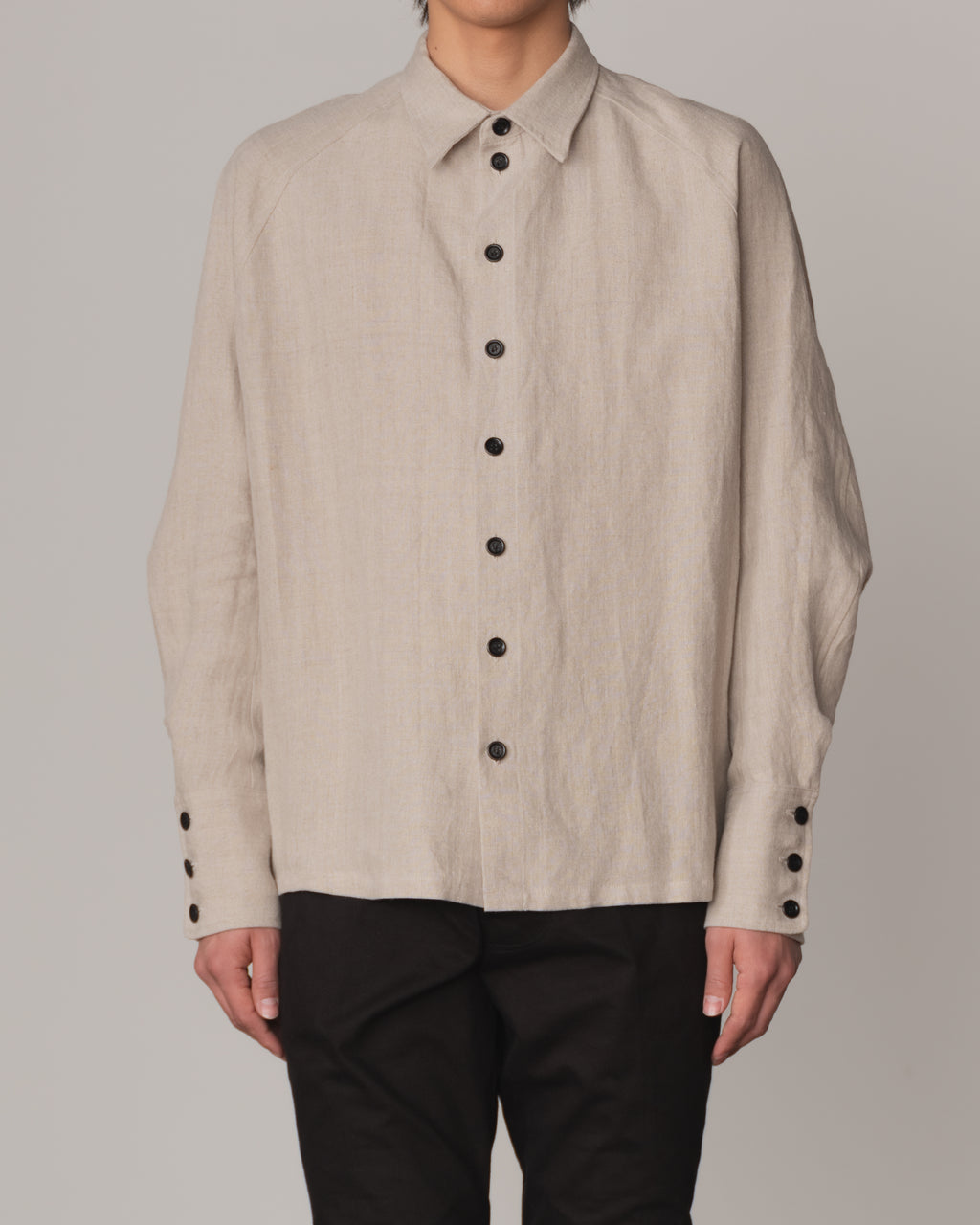 Shirt 988- Linen100%- Kite Strings- Buttonhole Print- Natural