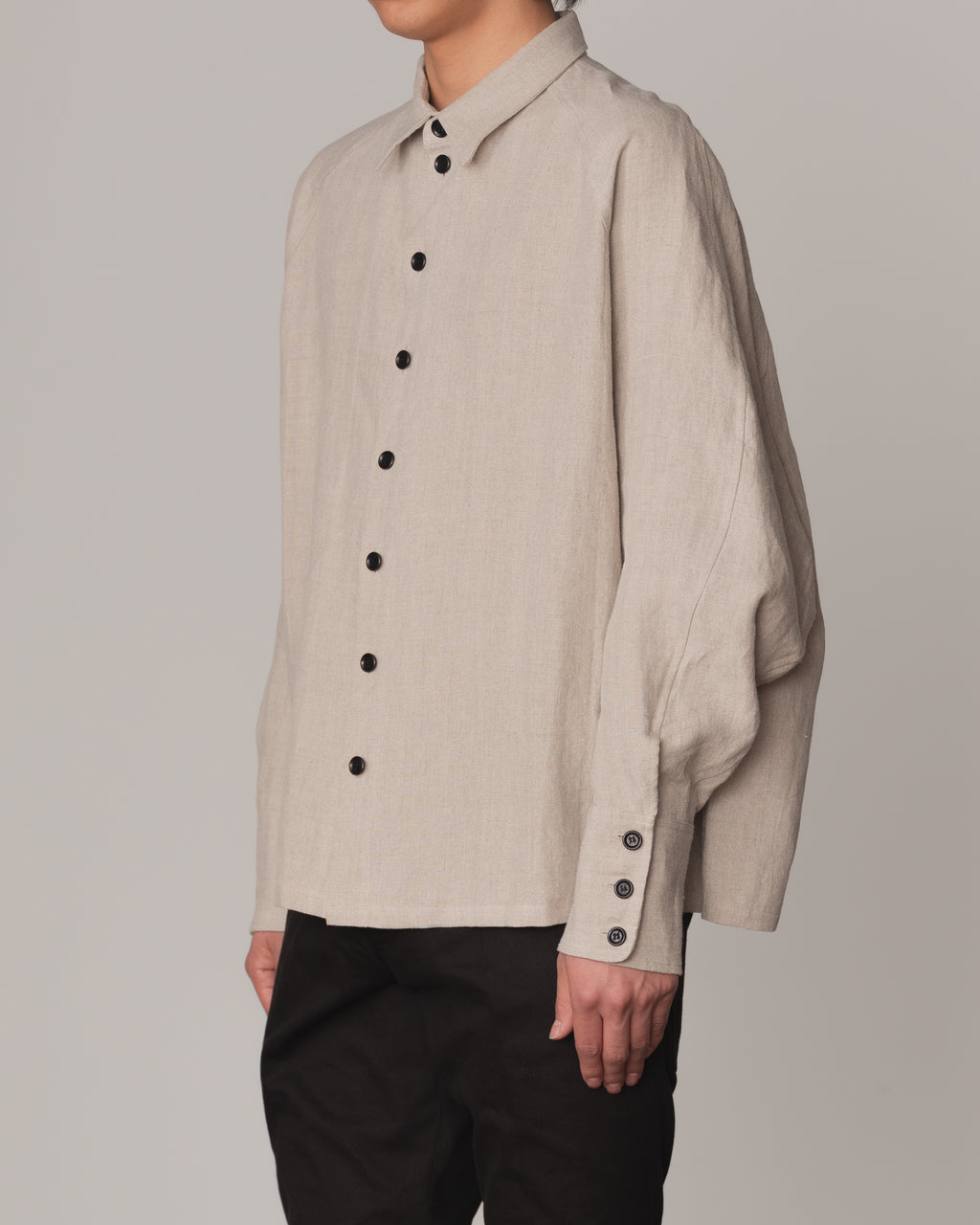 Shirt 988- Linen100%- Kite Strings- Embroidered Pattern No1 Print- Natural