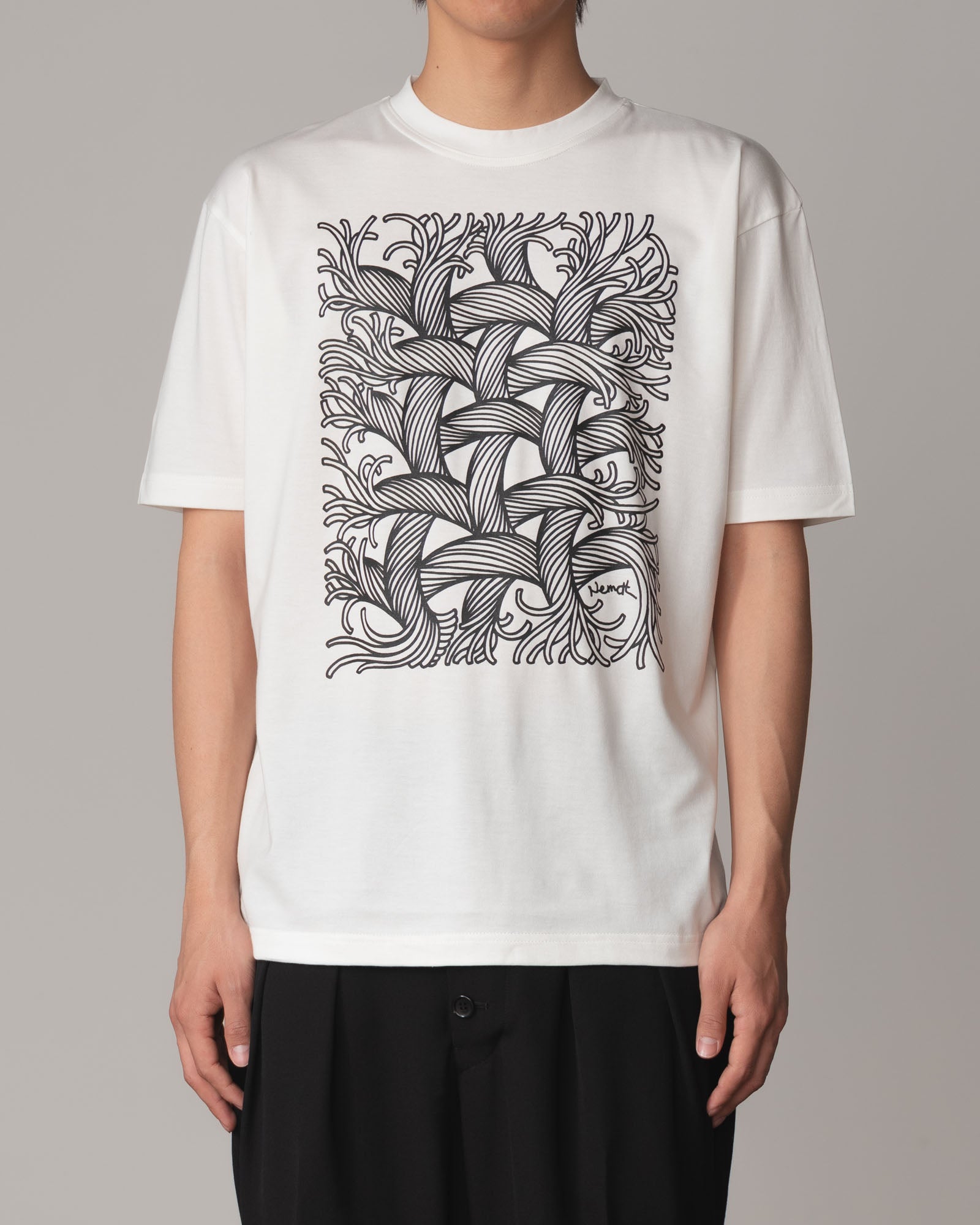 Tshirt Printed- Cotton100% Jersey- Mesh Rope Print- Off White