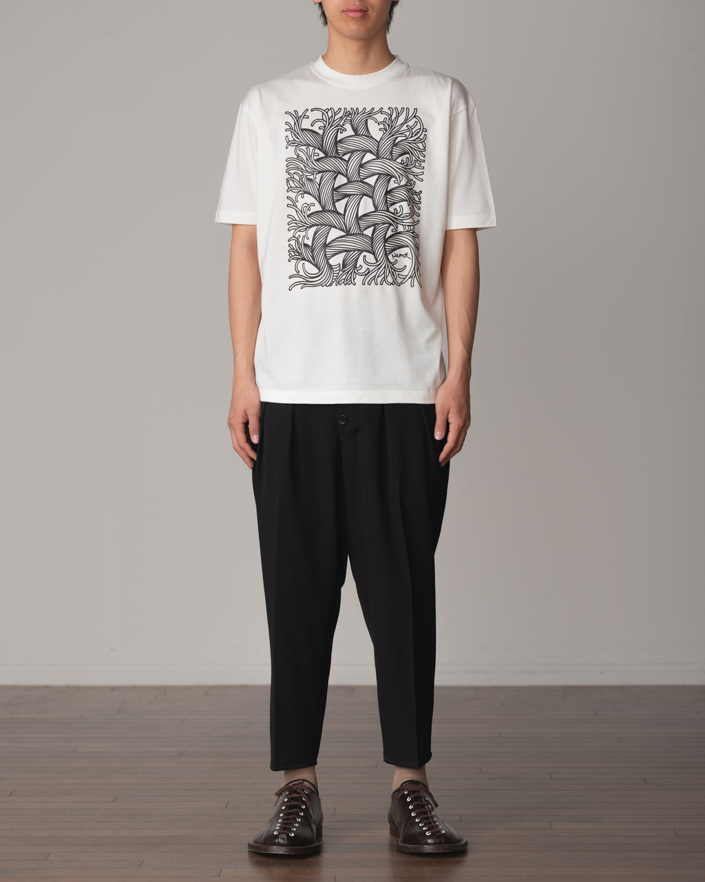 Tshirt Printed- Cotton100% Jersey- Mesh Rope Print- Off White