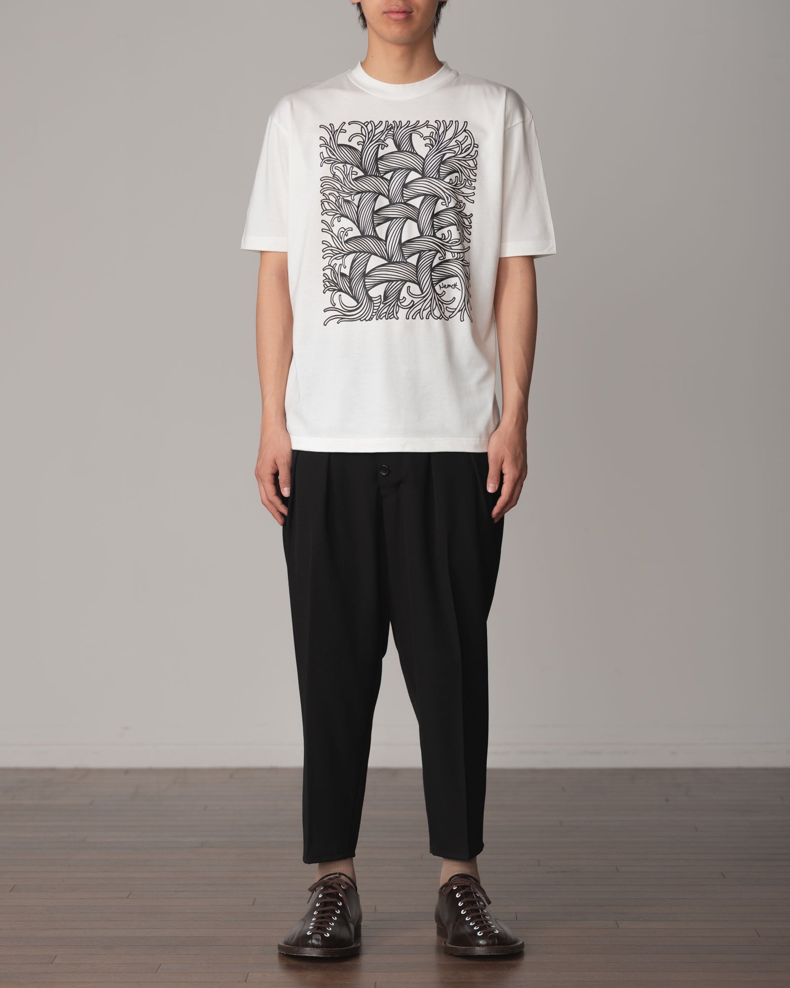 Tshirt Printed- Cotton100% Jersey- Mesh Rope Print- Off White