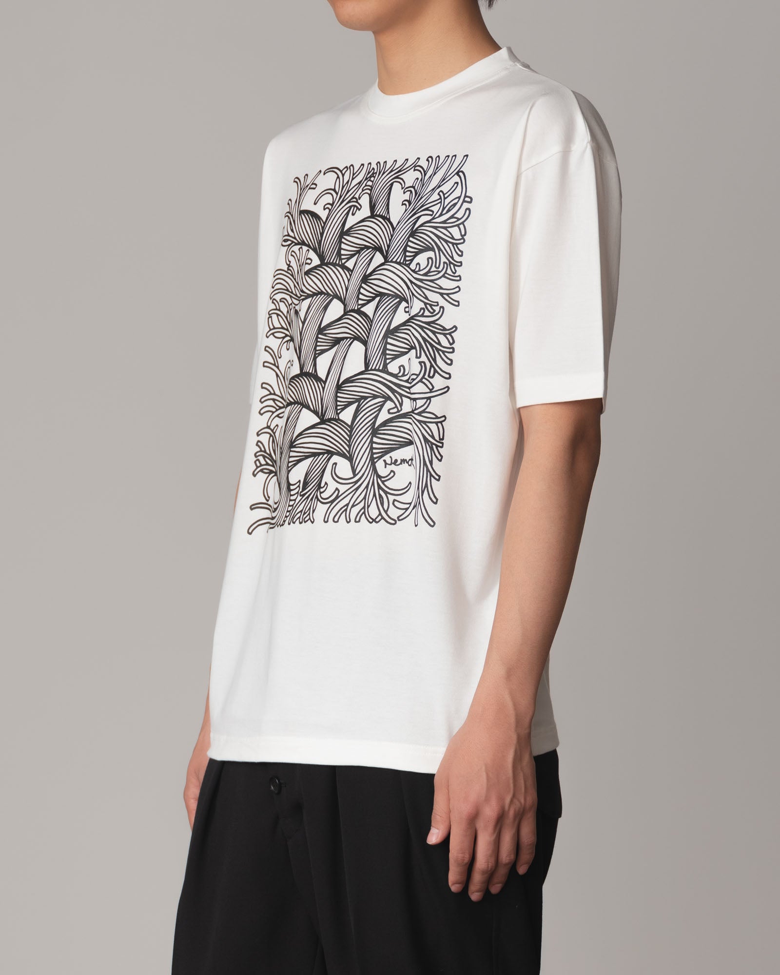 Tshirt Printed- Cotton100% Jersey- Mesh Rope Print- Off White
