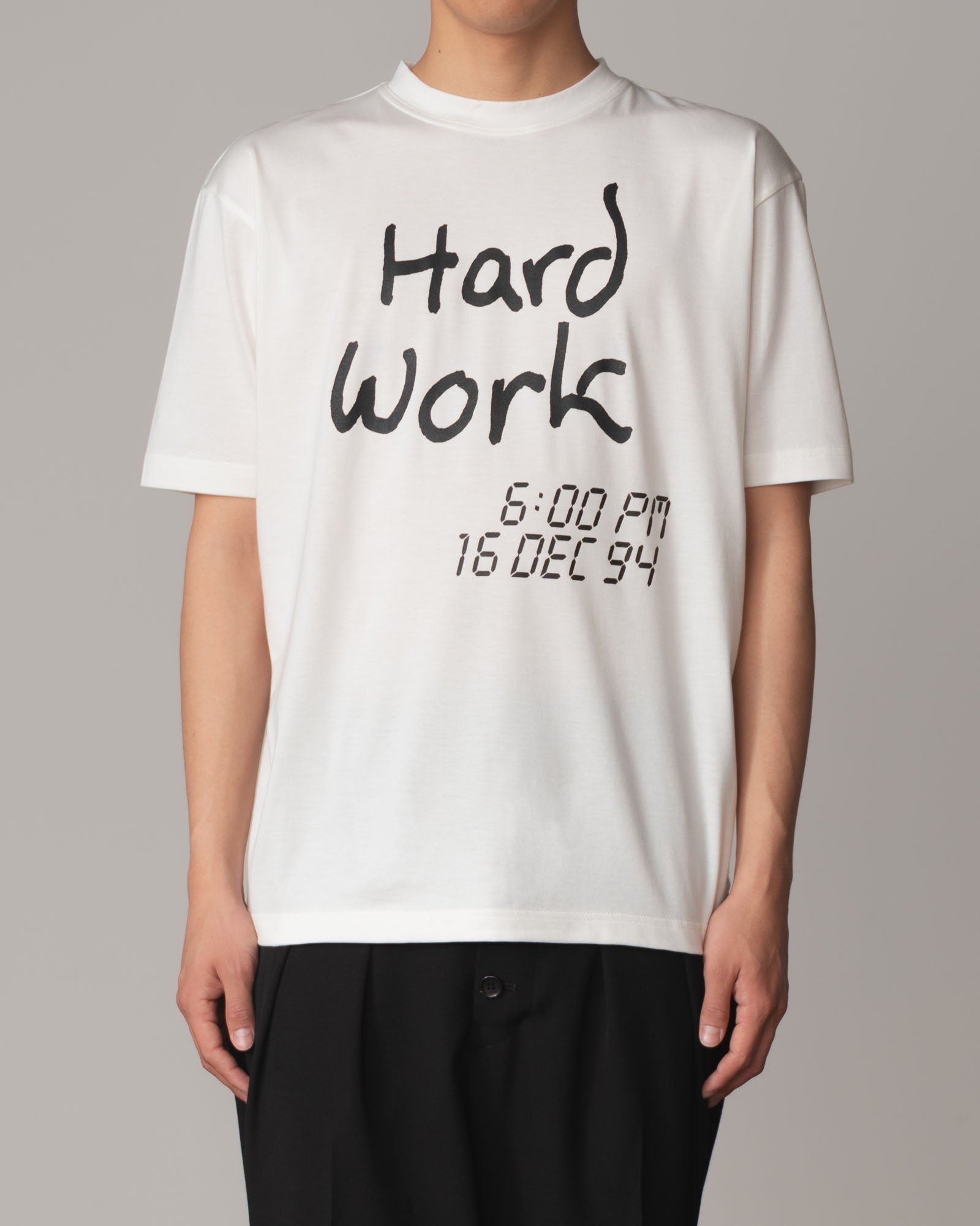 Tshirt Printed- Cotton100% Jersey- Hard Work- White