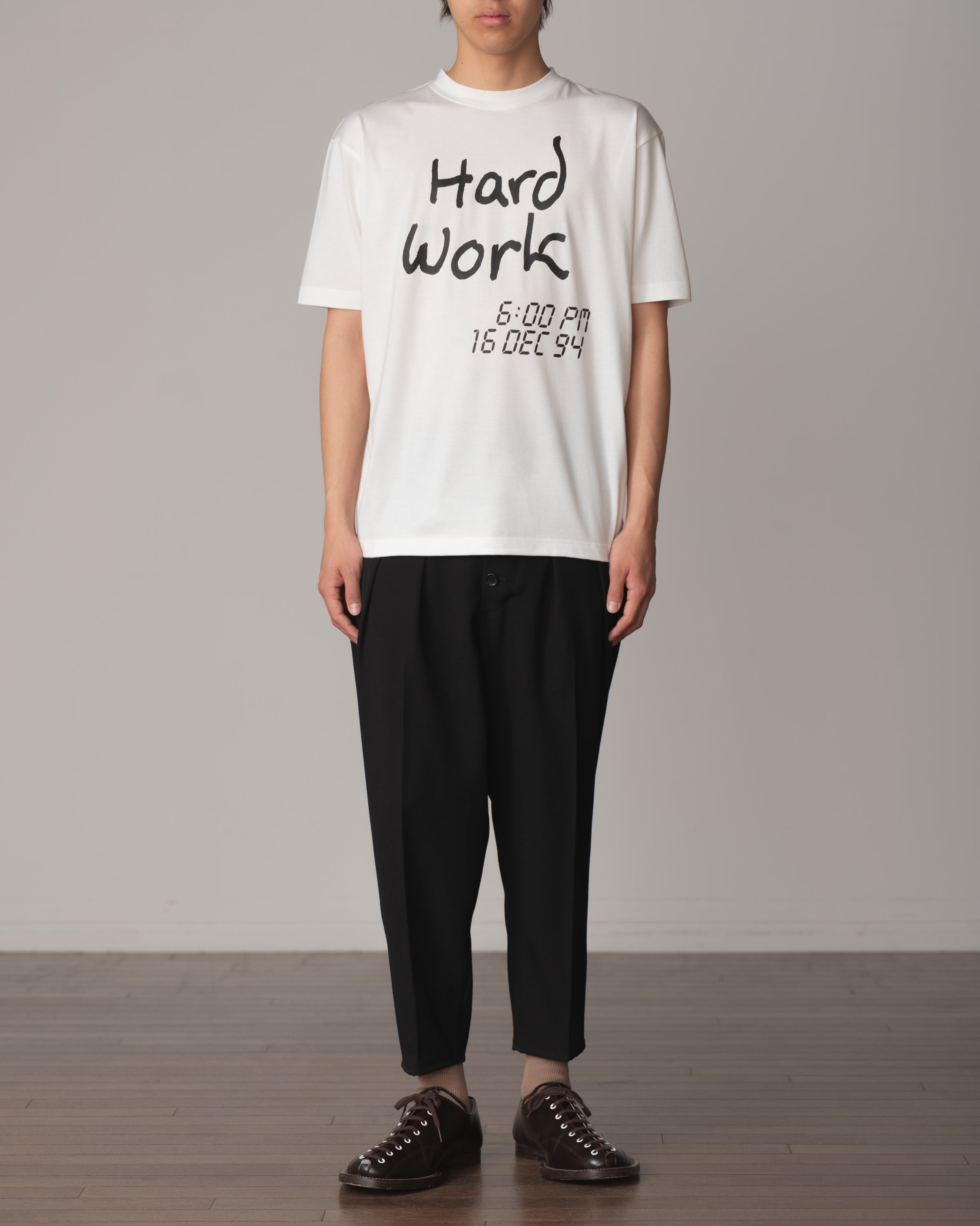 Tshirt Printed- Cotton100% Jersey- Hard Work- White