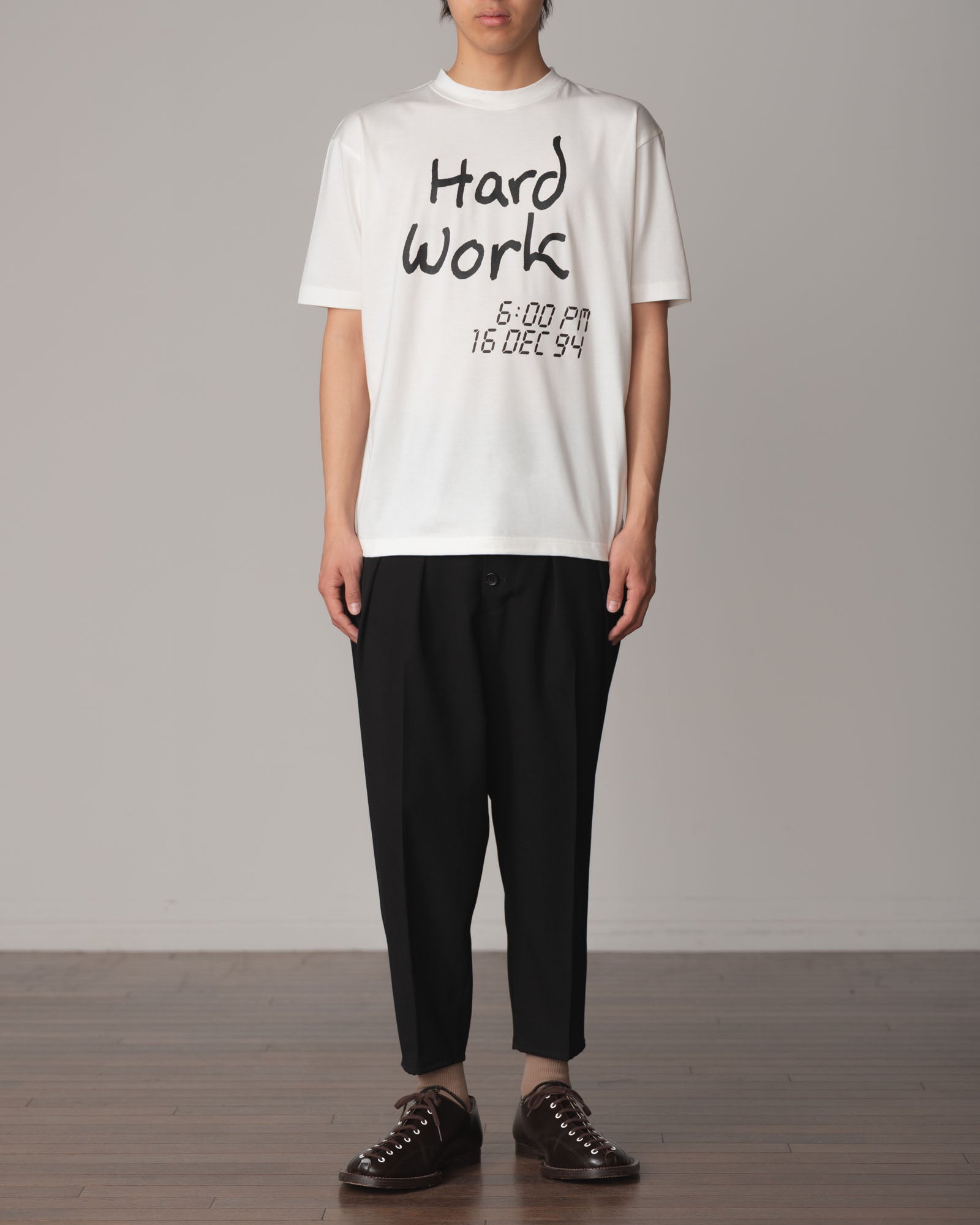 Tshirt Printed- Cotton100% Jersey- Hard Work- White
