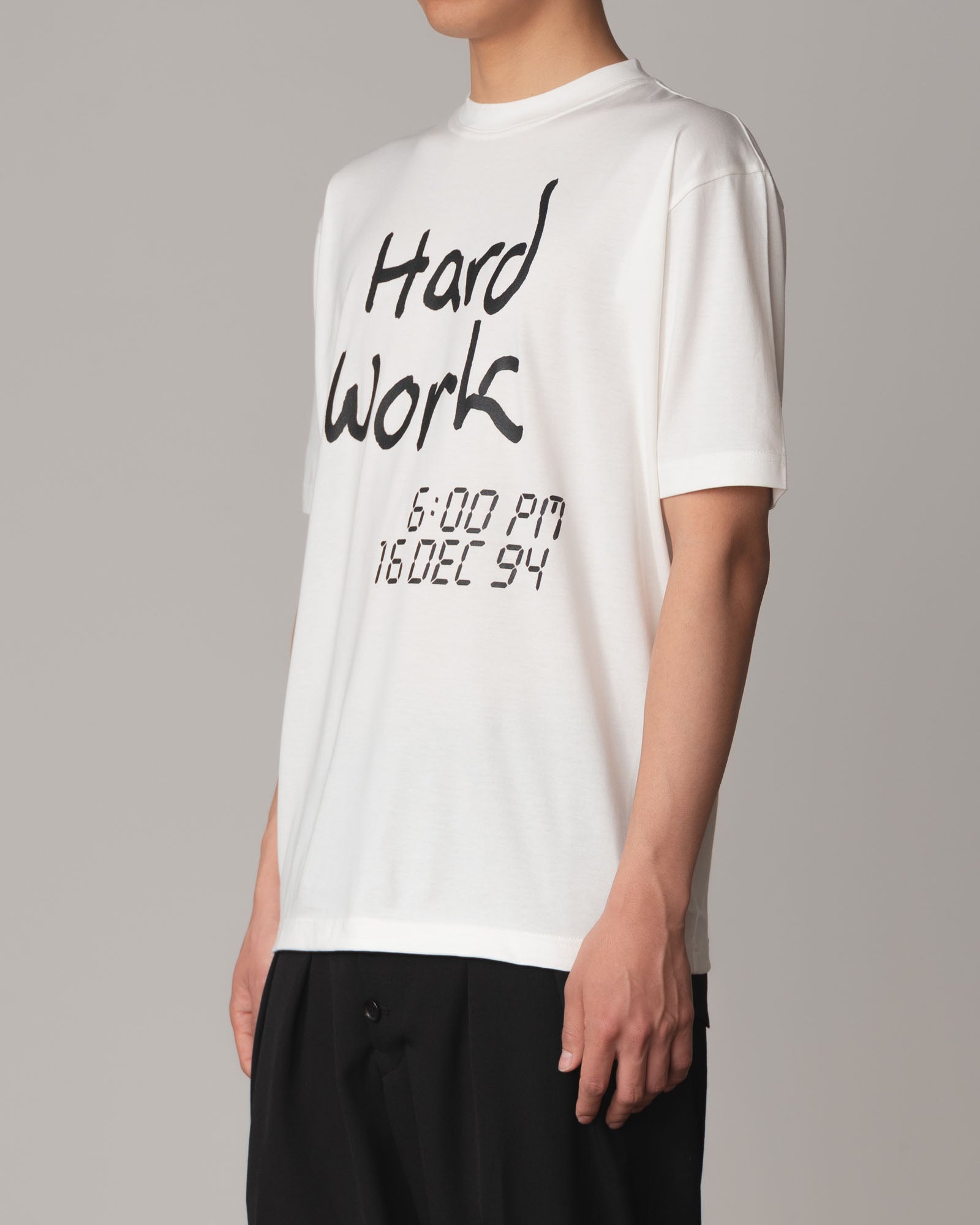 Tshirt Printed- Cotton100% Jersey- Hard Work- White