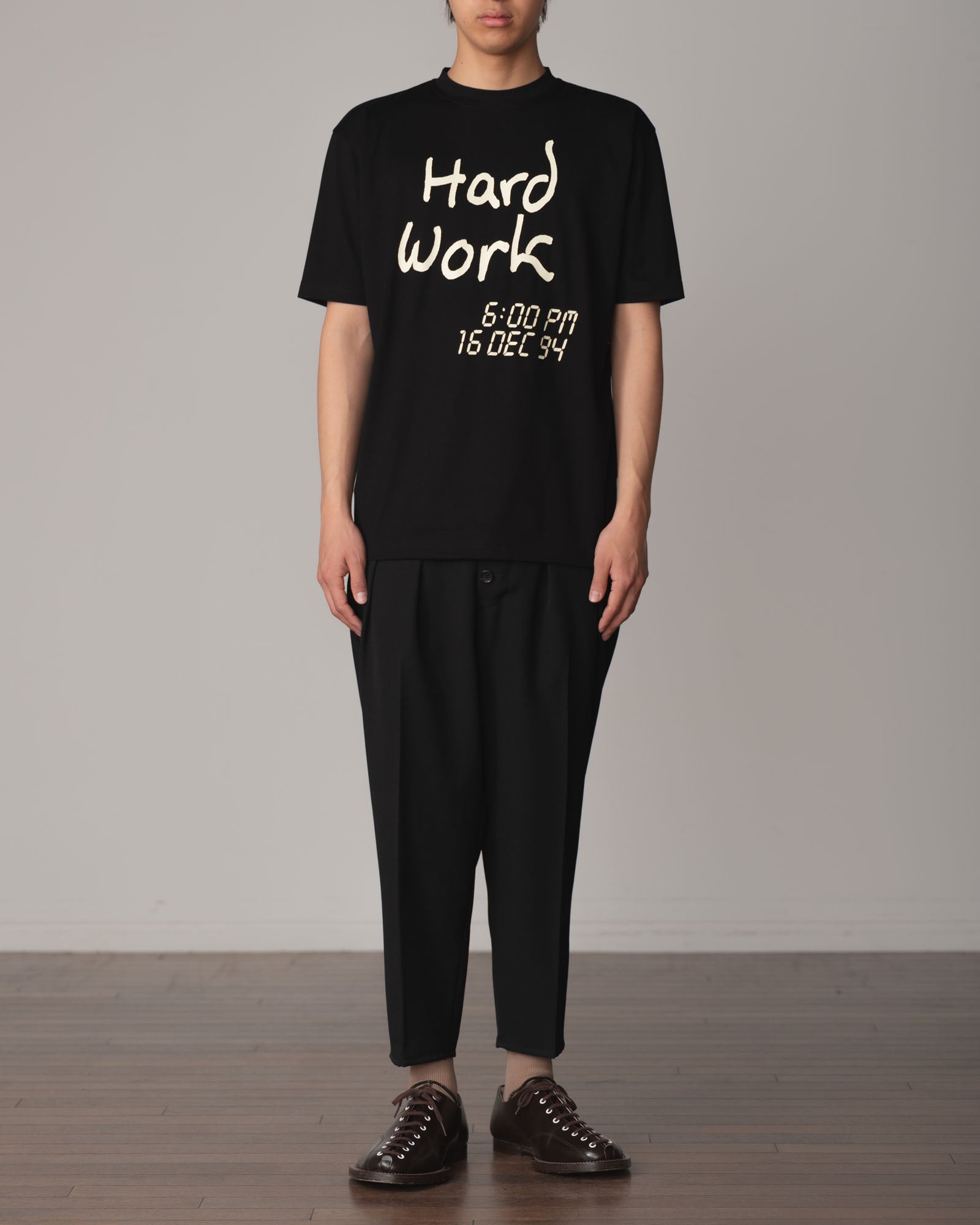 Tshirt Printed- Cotton100% Jersey- Hard Work- Black